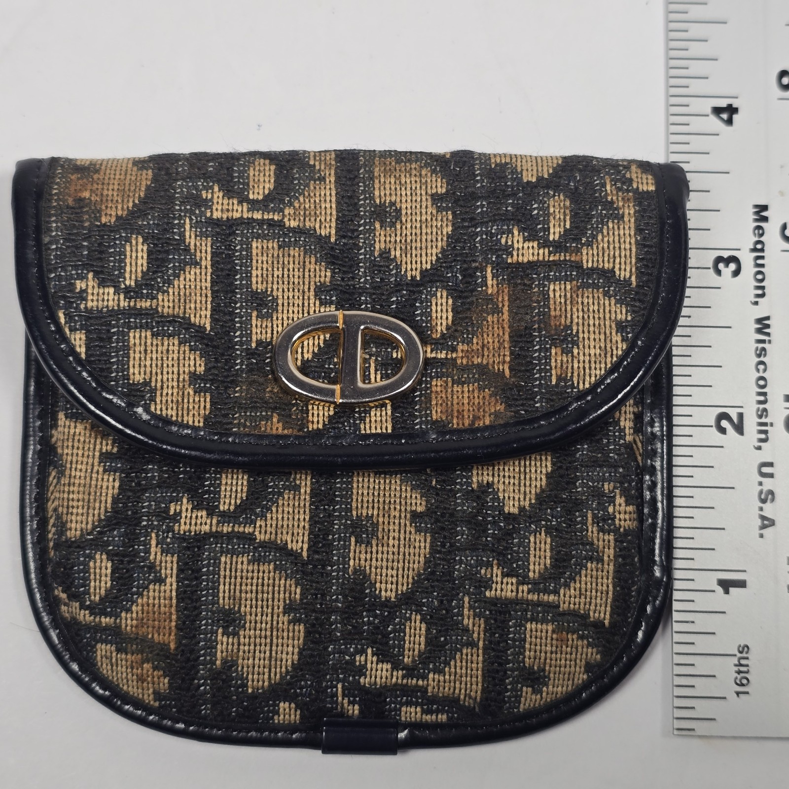 Vintage Dior Monogram Coin Purse CD Logo Jacquard Pouch Snap Closure READ