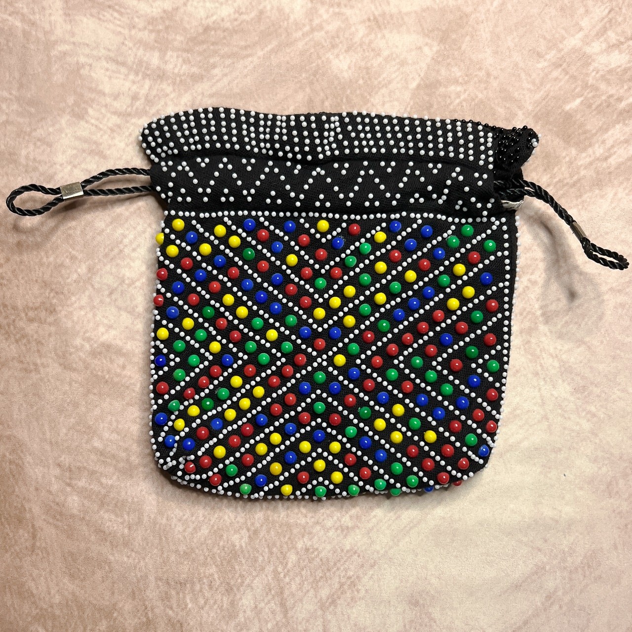 Vintage 70s Emson Candy Dot Beaded Mini Clutch Bag Rainbow Multicolor Retro Mod