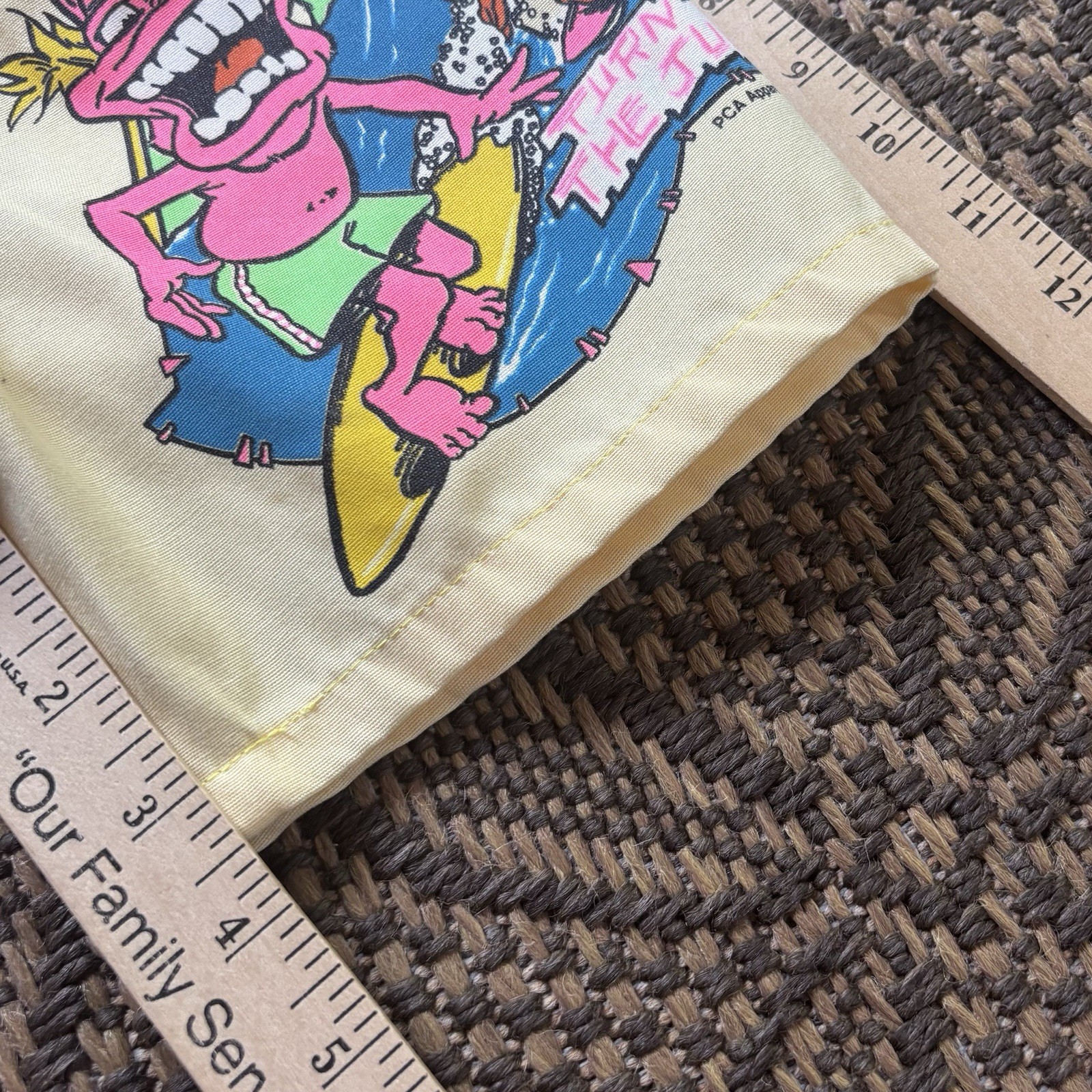 Children’s Vintage 1988 PCA Apparel “Turn on the Juice” Color Block Beach Shorts