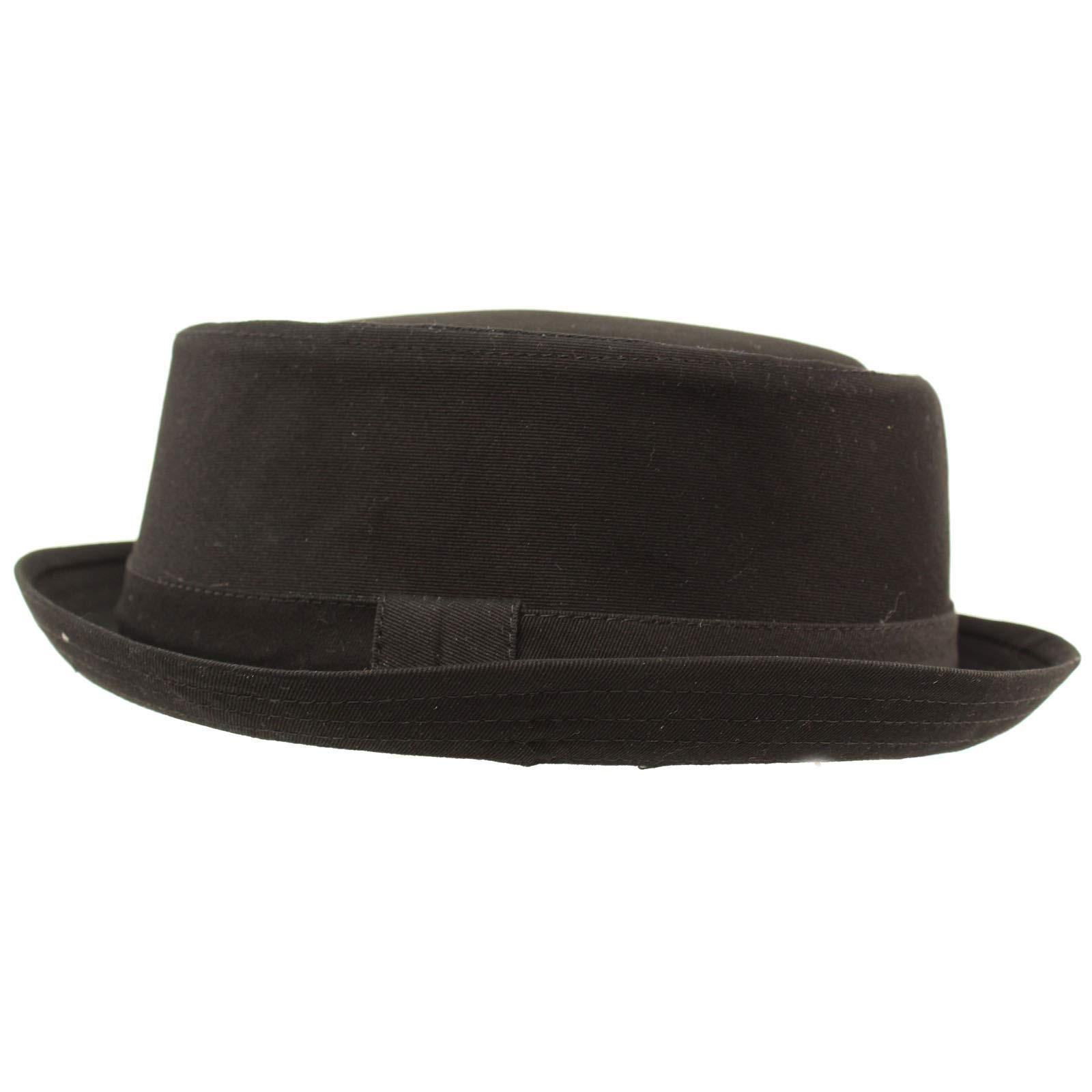 Men’s Everyday Cotton All Season Porkpie Boater Derby Fedora Sun Hat Black
