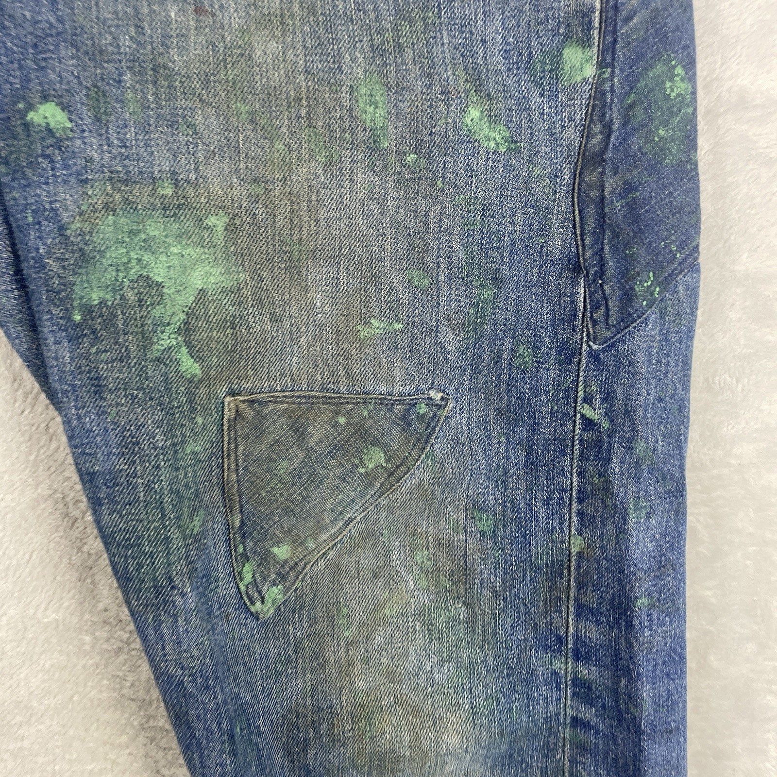Vintage 50s Penneys Foremost Selvedge Denim Jeans Mens 32×28 Repaired 1950s Hole