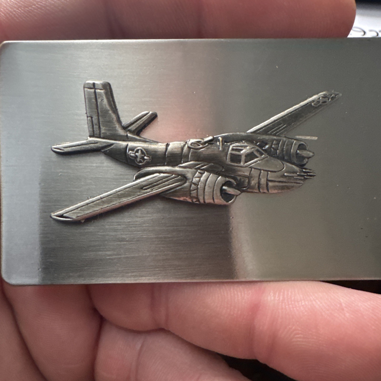 Vintage Jet Airplane Metal Belt Buckle Raised 3d Model Fast Free Shipping #13