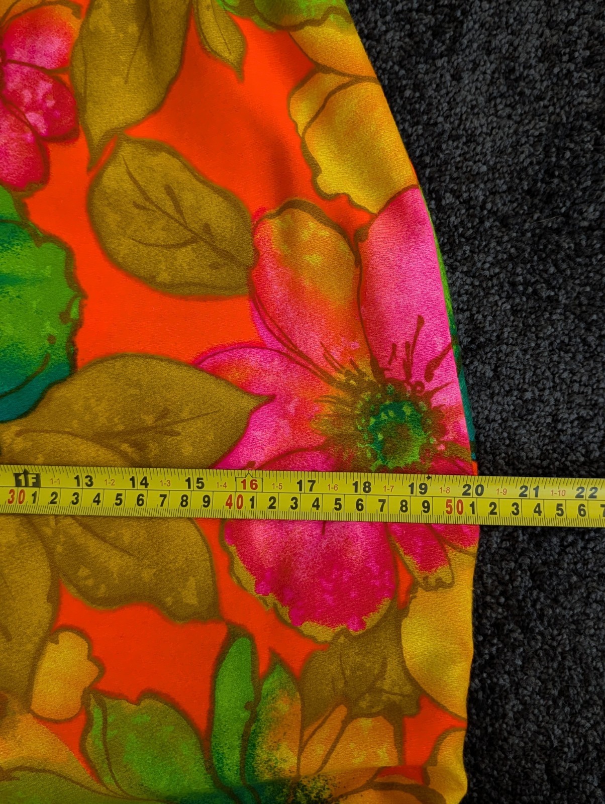 Vtg McInerny By Sydney Hawaiian Dress MuuMuu Maxi Midi Barkcloth Sz XS Day Glo