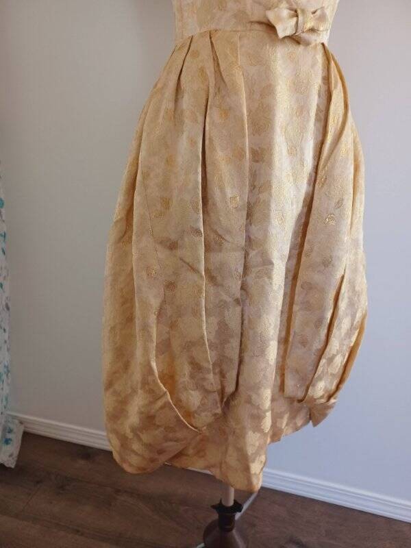 Vintage 1950’s Gold Balloon Dress From Paris Sleeveless Lorene Victor Hugo S