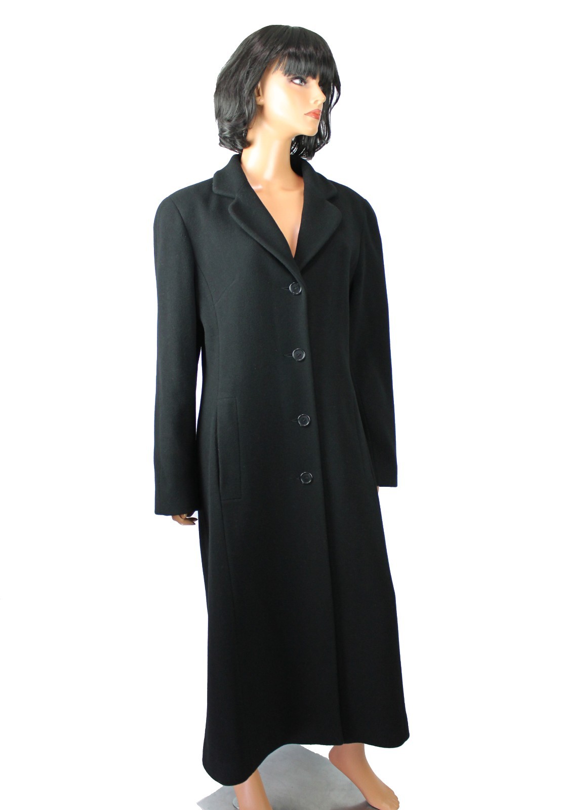Womens Overcoat 12 L Vintage JNY Wool Cashmere Charcoal Gray Long Winter Jacket