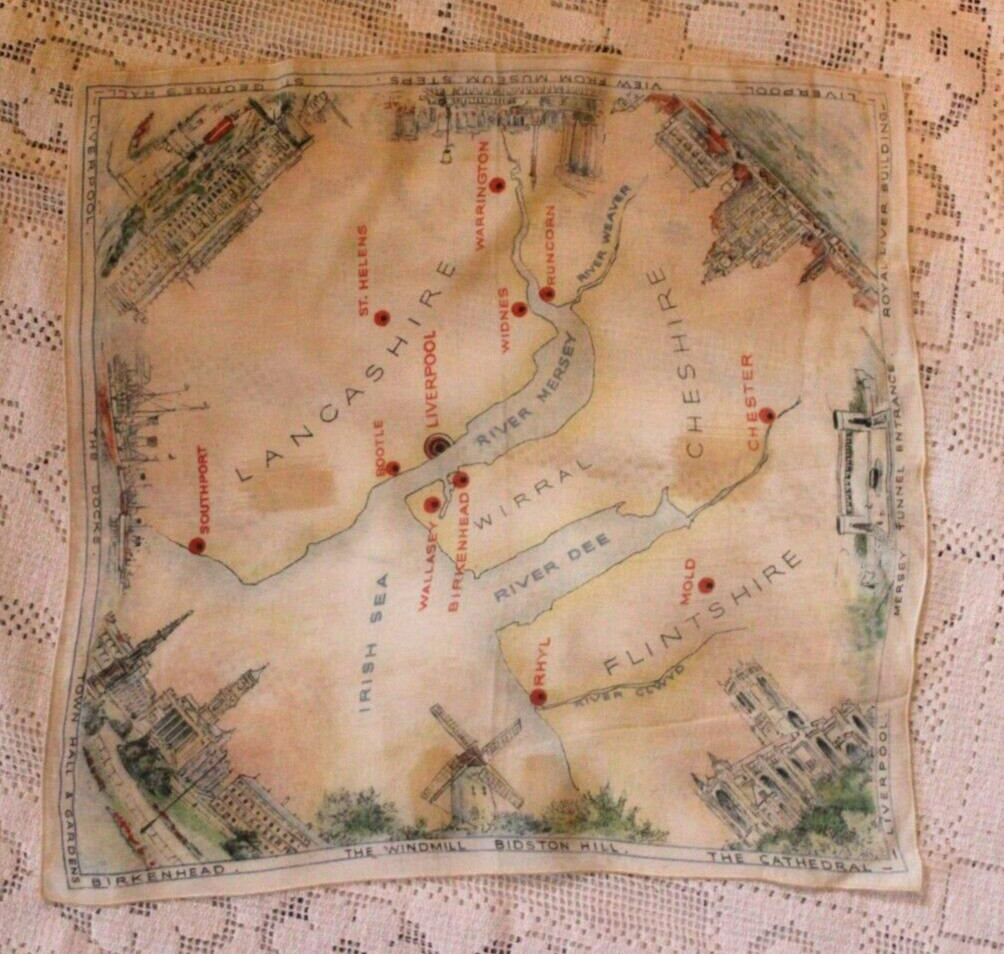 Vintage United Kingdom Map Ladies Handkerchief