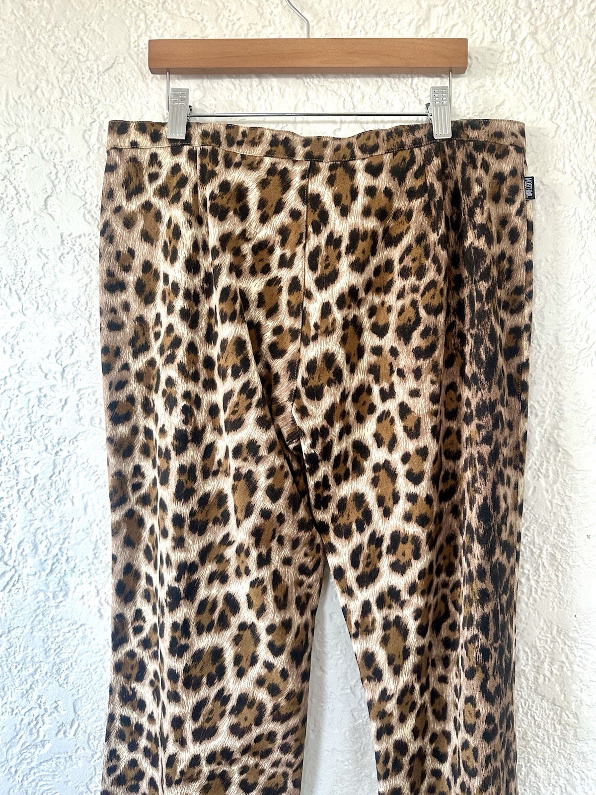 MOSCHINO Jeans Vintage Y2K Low Mid Rise Leopard Cheetah Print Flare Pants 32