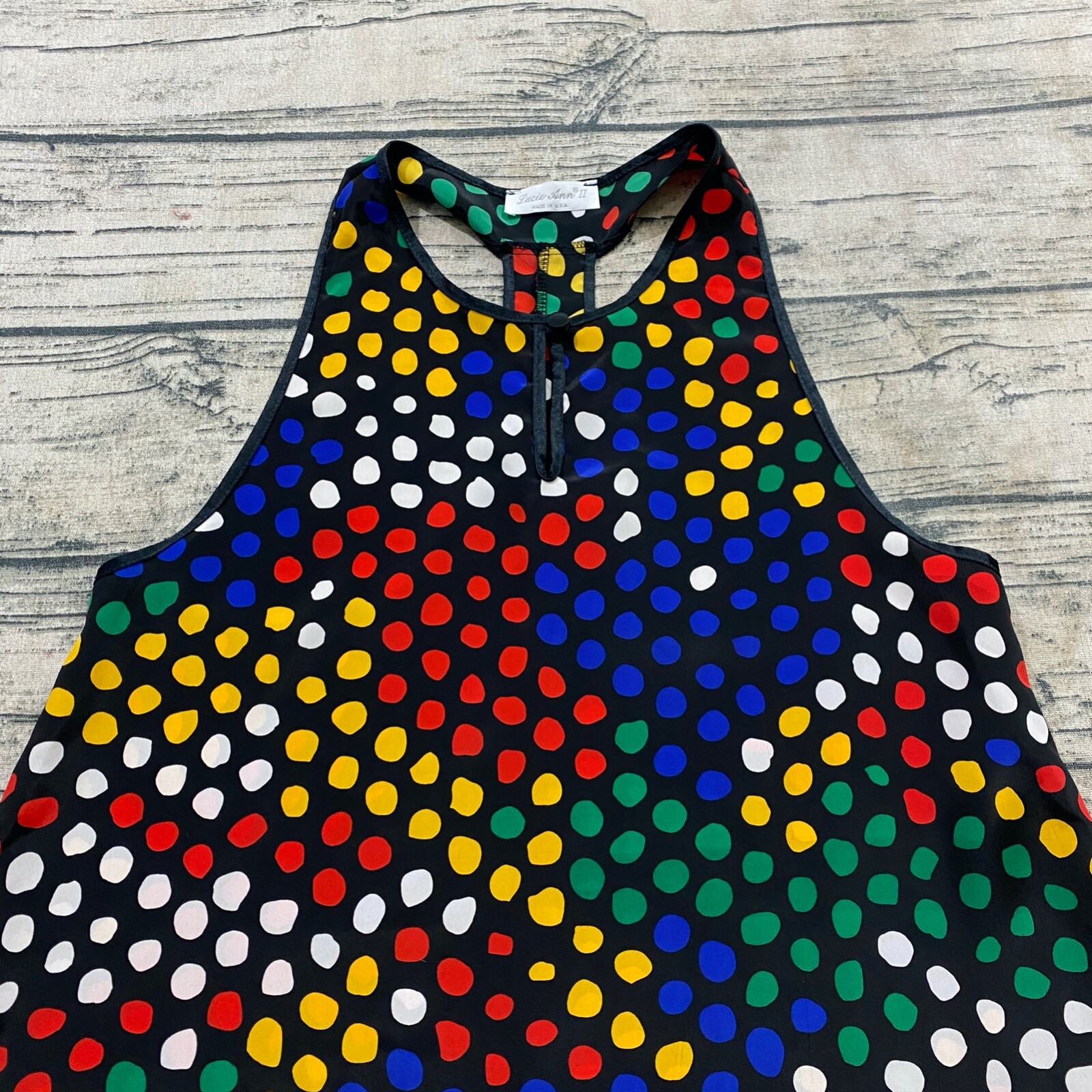 Lucie Ann II Vtg 70s Racerback Tennis Skater Knee Length Polka Dot Novelty Dress