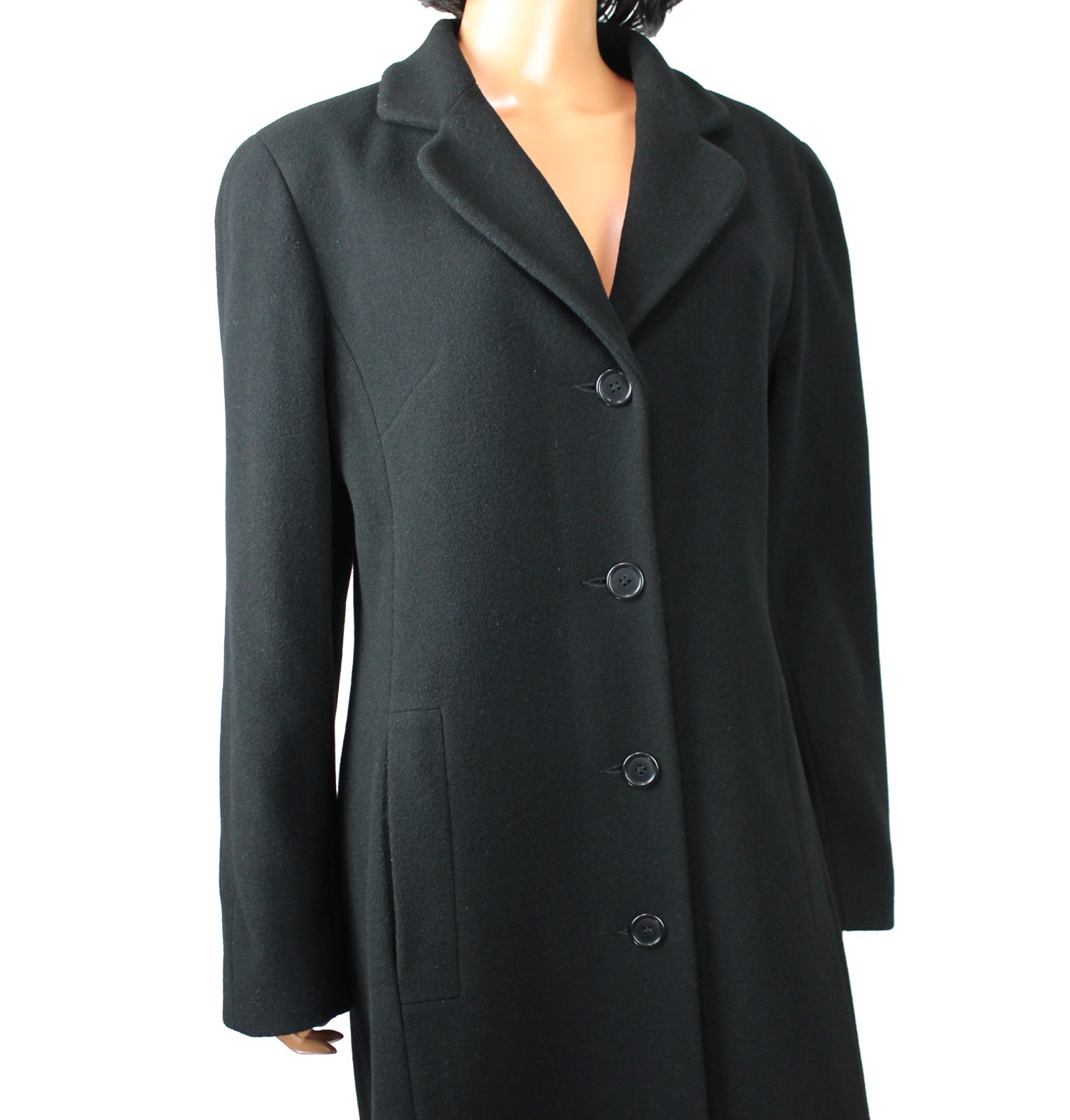 Womens Overcoat 12 L Vintage JNY Wool Cashmere Charcoal Gray Long Winter Jacket