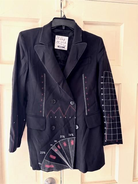 Vtg MOSCHINO “You Can’t Judge a Girl By Her Clothes” Love Chart Blazer Sz 8