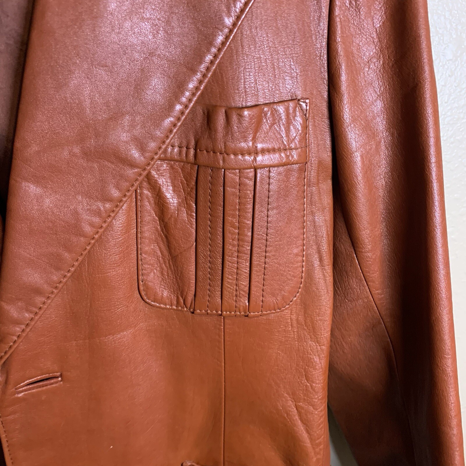 VTG Rue Royale By Nino Cerruti Mens Leather Jacket 44R Rust/Brown 70s Bob Dylan