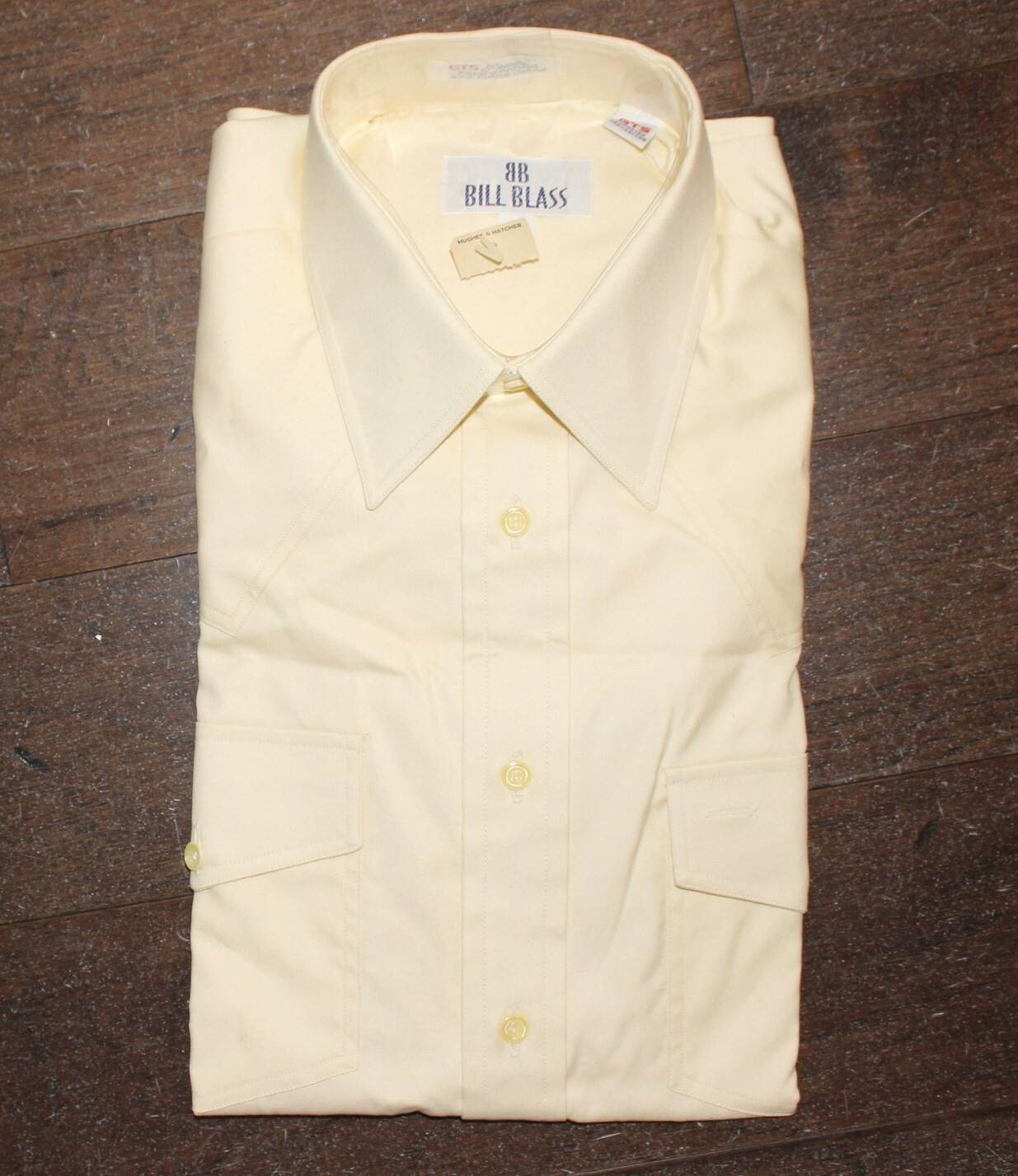 NOS vtg BILL BLASS Casual Cotton Button Shirt Men’s Medium M Yellow GTS New 80s
