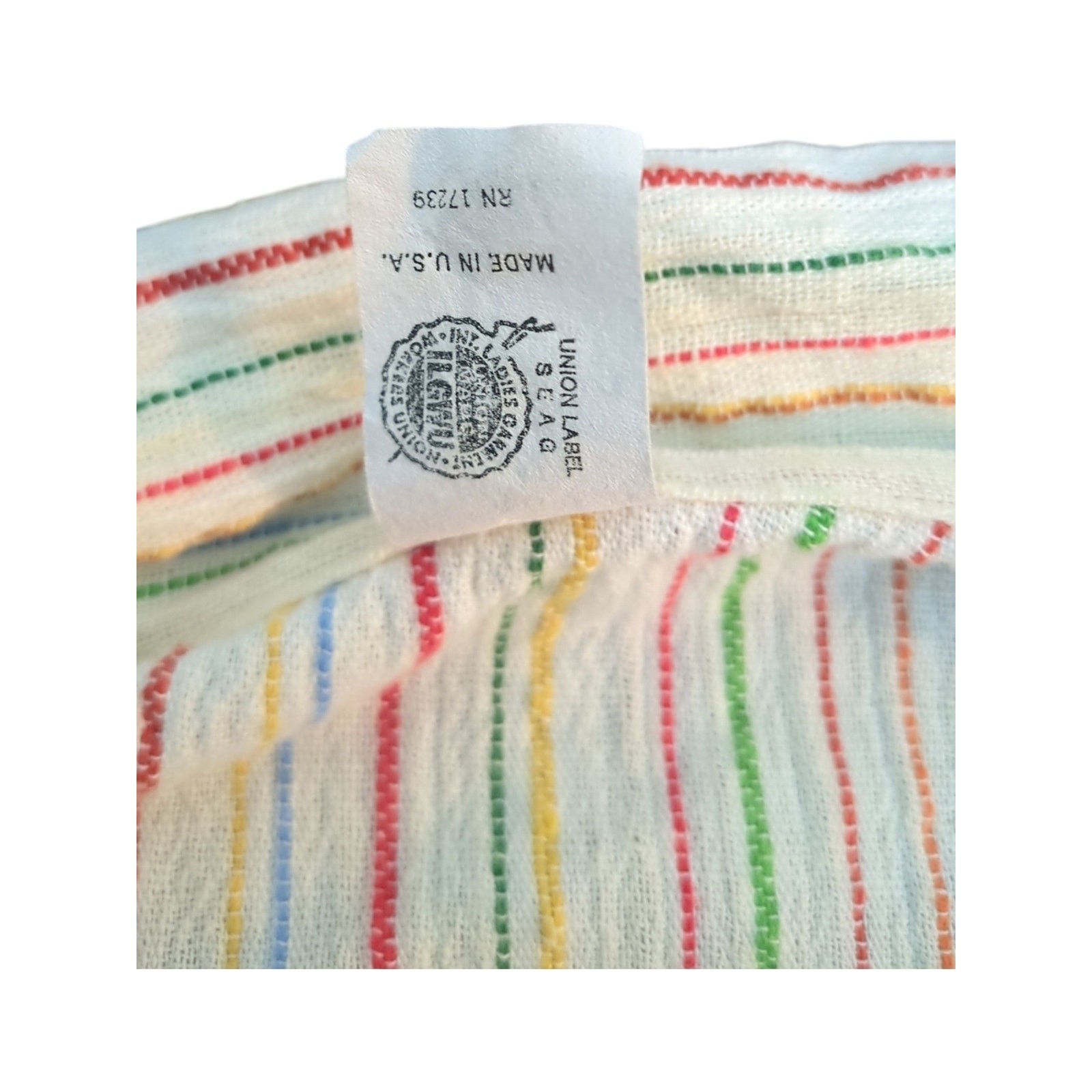 Vintage 1970s Sears Rainbow Stripe Dress Set Size 22.5 Made USA Coastal Retro