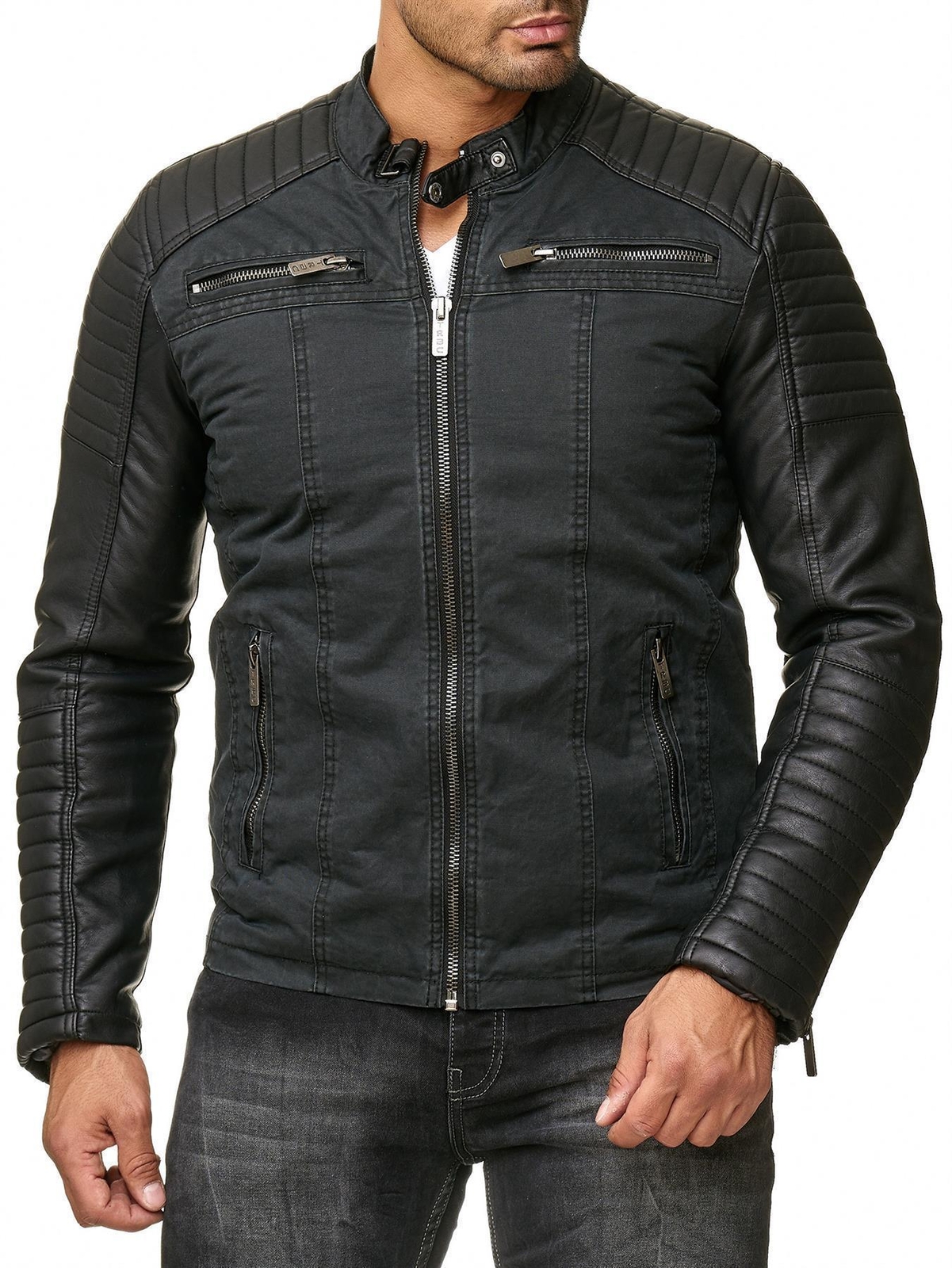 Redbridge men’s between-seasons jacket biker jacket faux leather cotton TRBC M6070