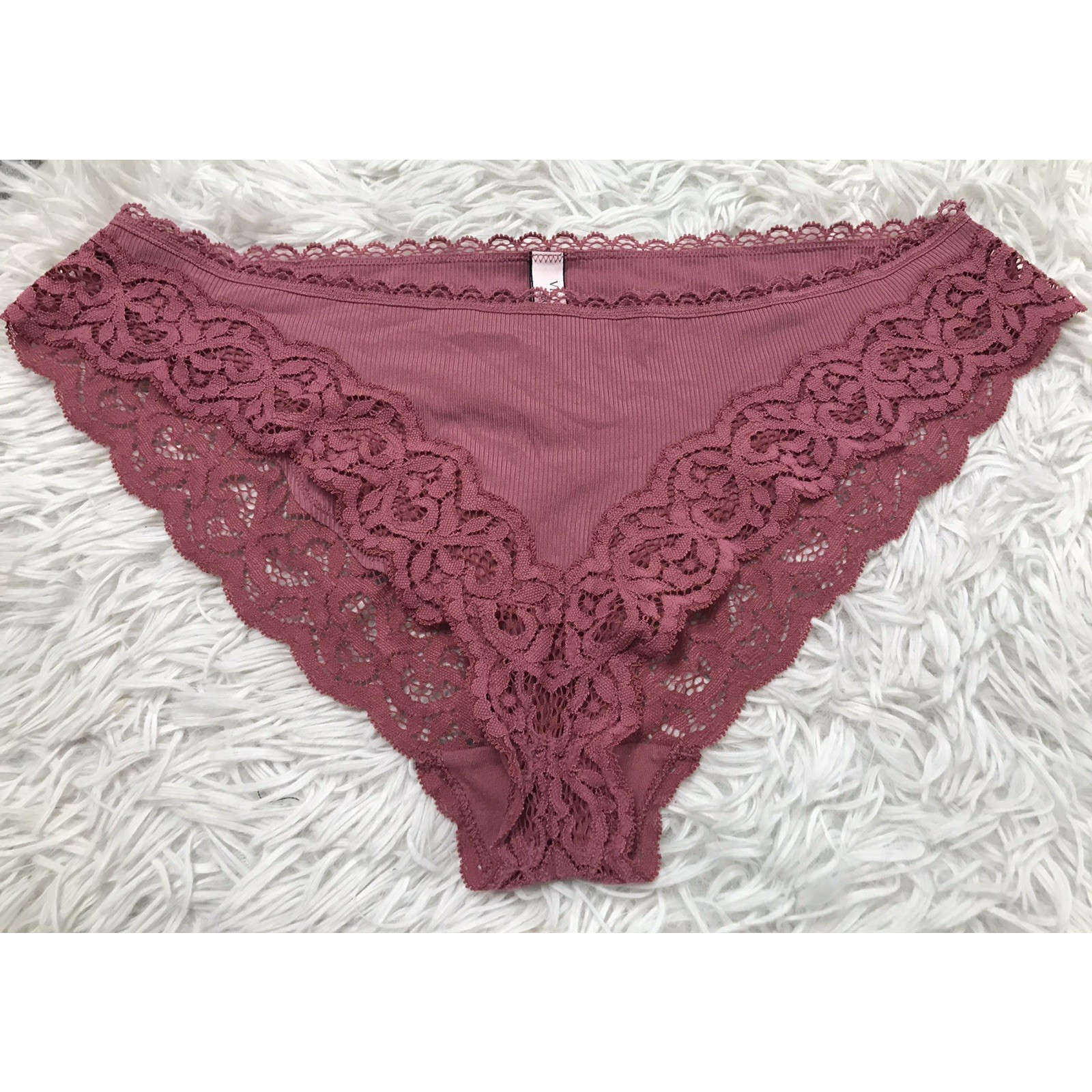 Rare VICTORIA’S SECRET Body by Victoria Pink Smooth & Lace Bikini Panties Sz Lg