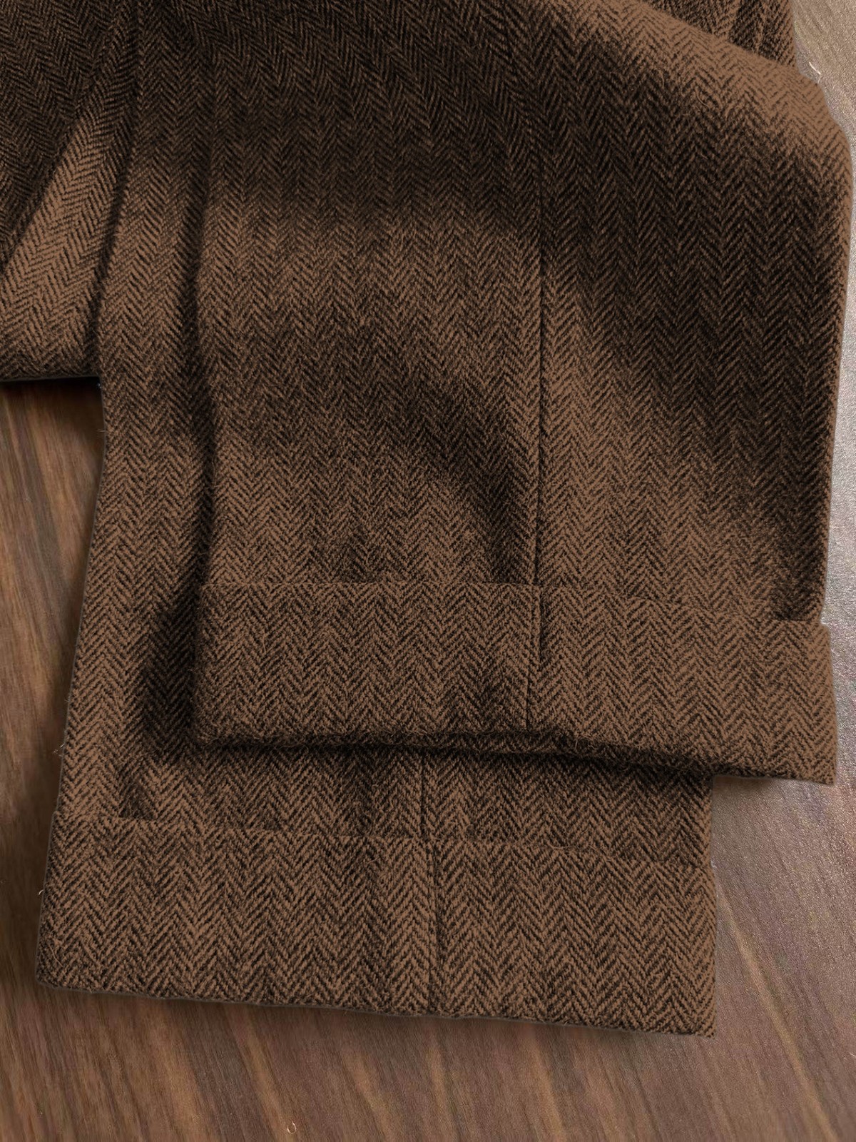 Mens Tweed Dress Pants Slacks Retro Wool Blend Herringbone Adjustable Trousers