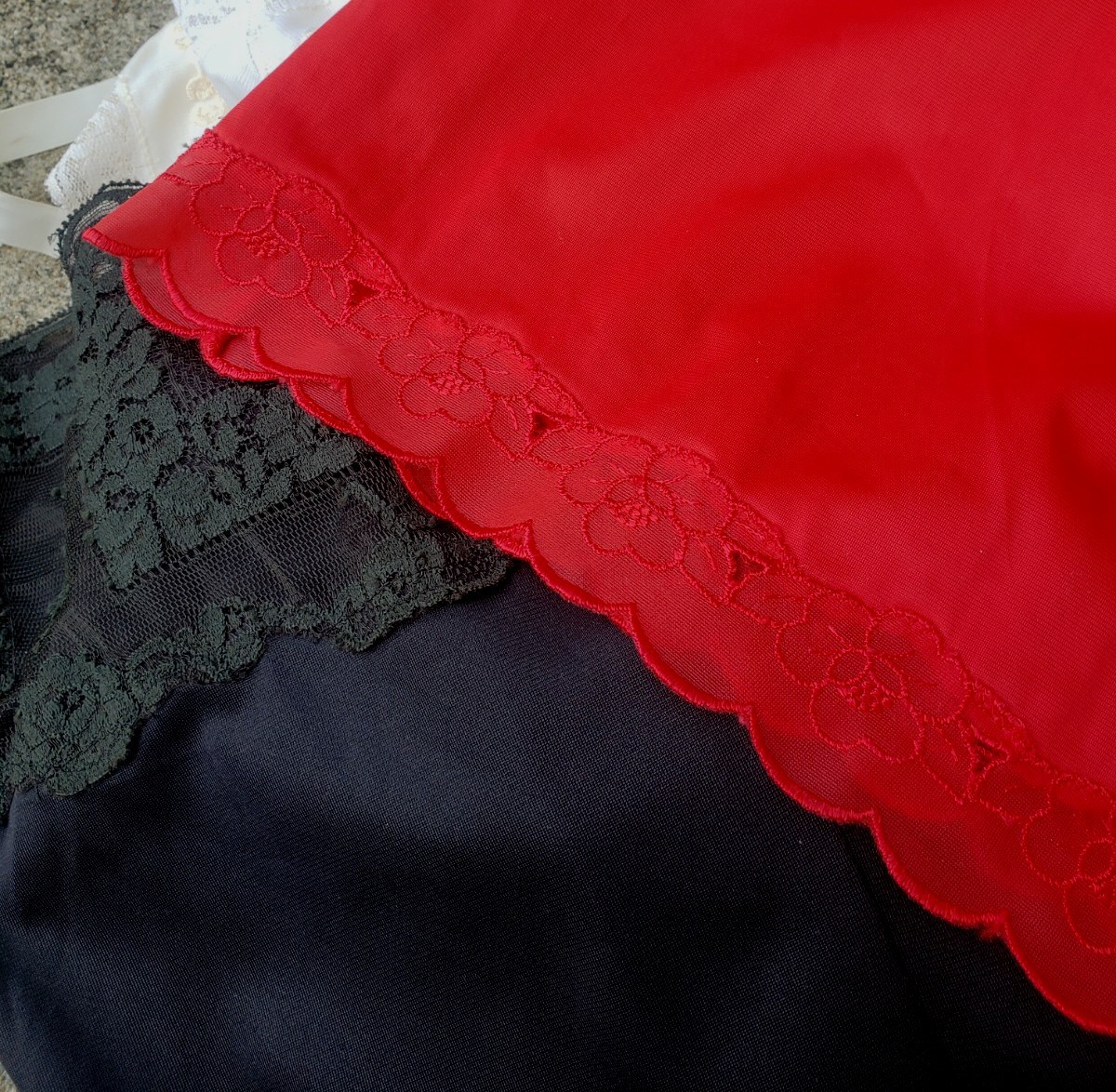 Lot of Three Vintage Slips Size 38 Carol Brent Wondermaid Sears Red Black White