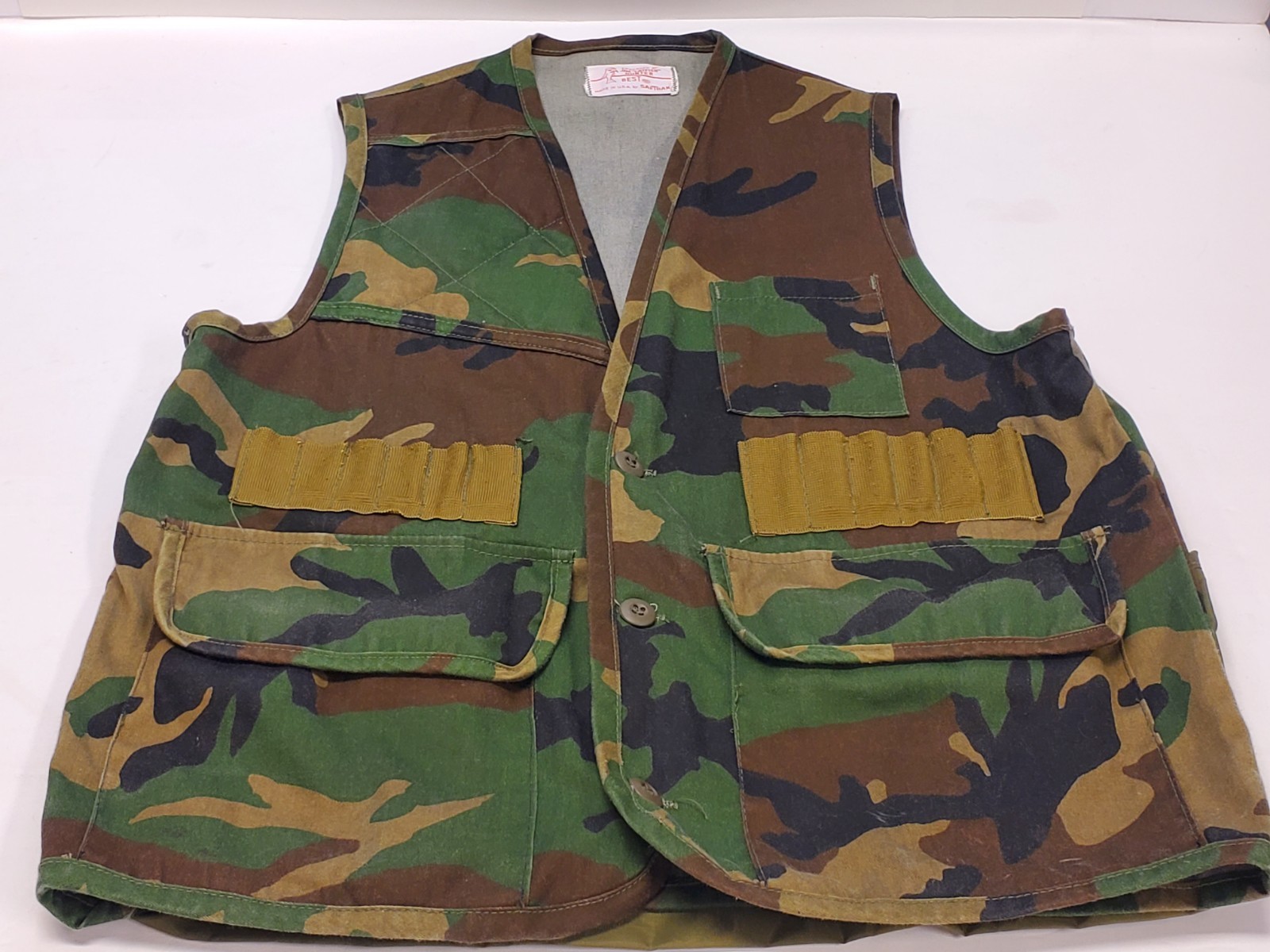 Jim Catfish Hunters Vest Size M Woodland Camouflage Hunting Outdoors VTG