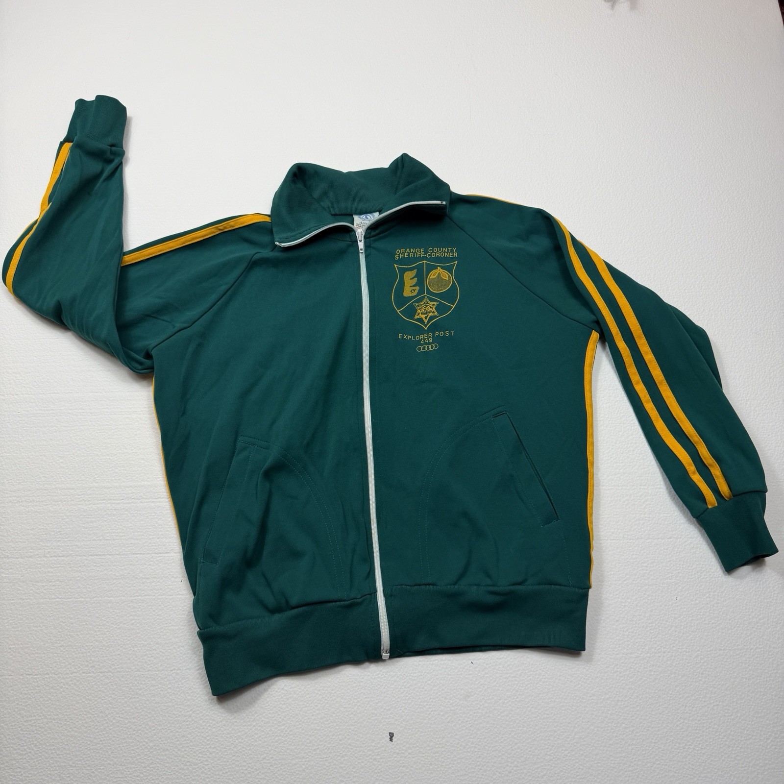 Vintage 1980 Ascot California Police Explorer Olympic Track Jacket Double Knit M