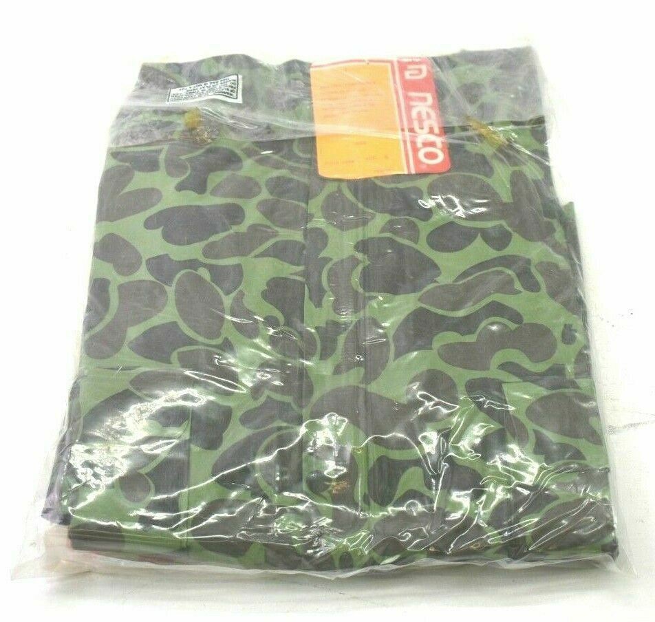 Vintage NOS Deadstock Nesco Reversible Camouflage Parka PVC Rainsuit 7218 Small