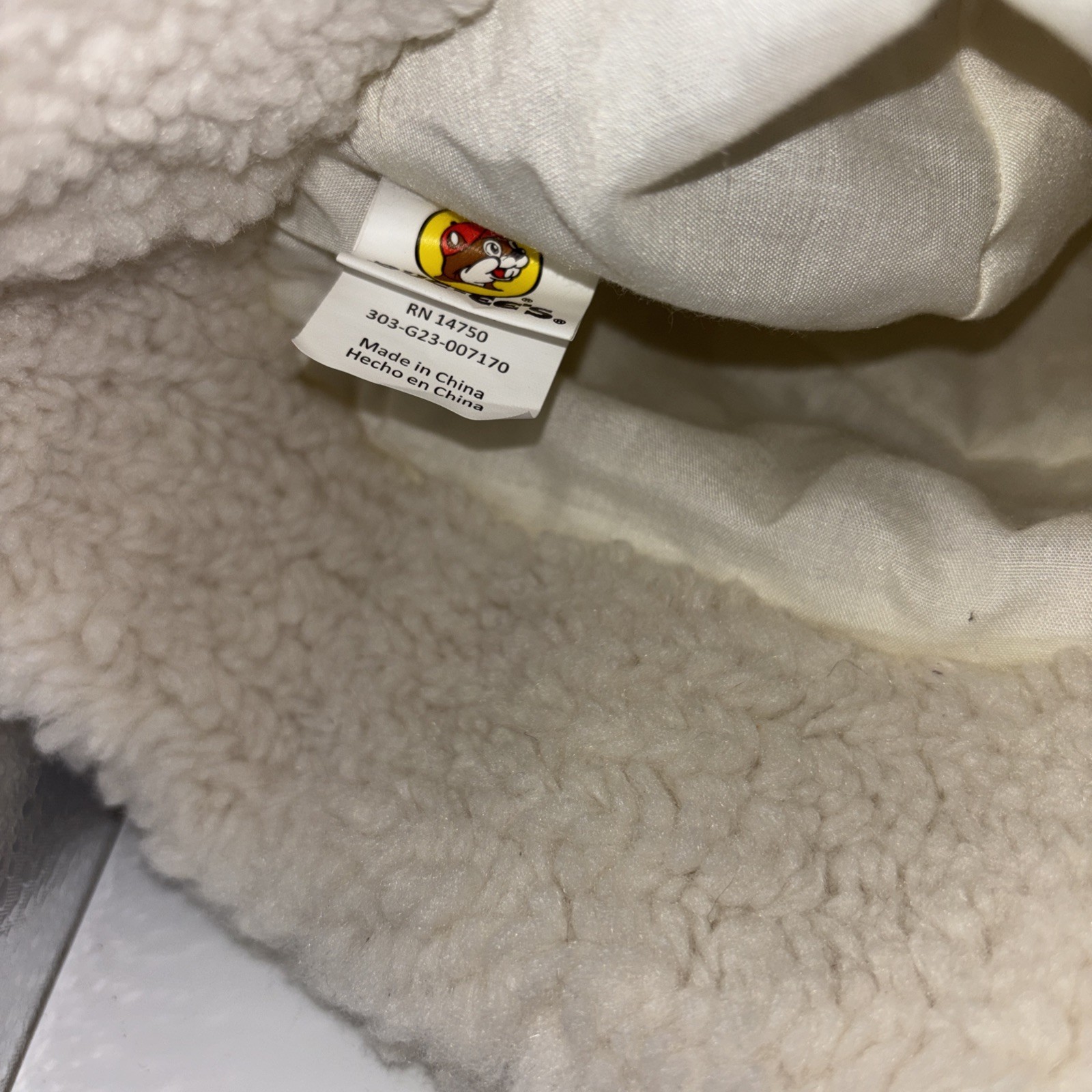 BUC-EES SHERPA HAT WITH LOGO UNISEX ADULT SIZE BEIGE