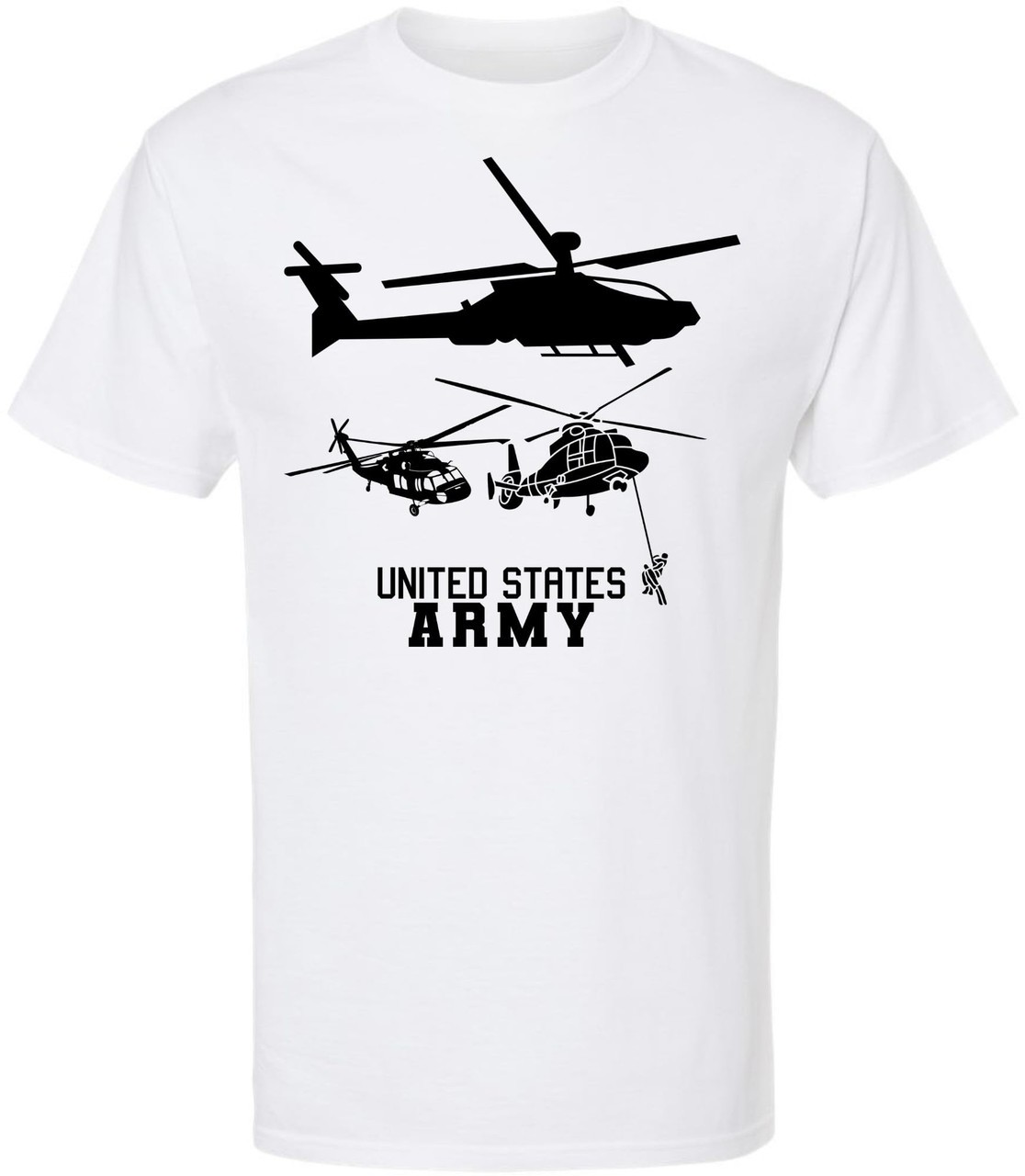 United States Army Black Hawk Helicopter & Special Forces Rappelling T-Shirt