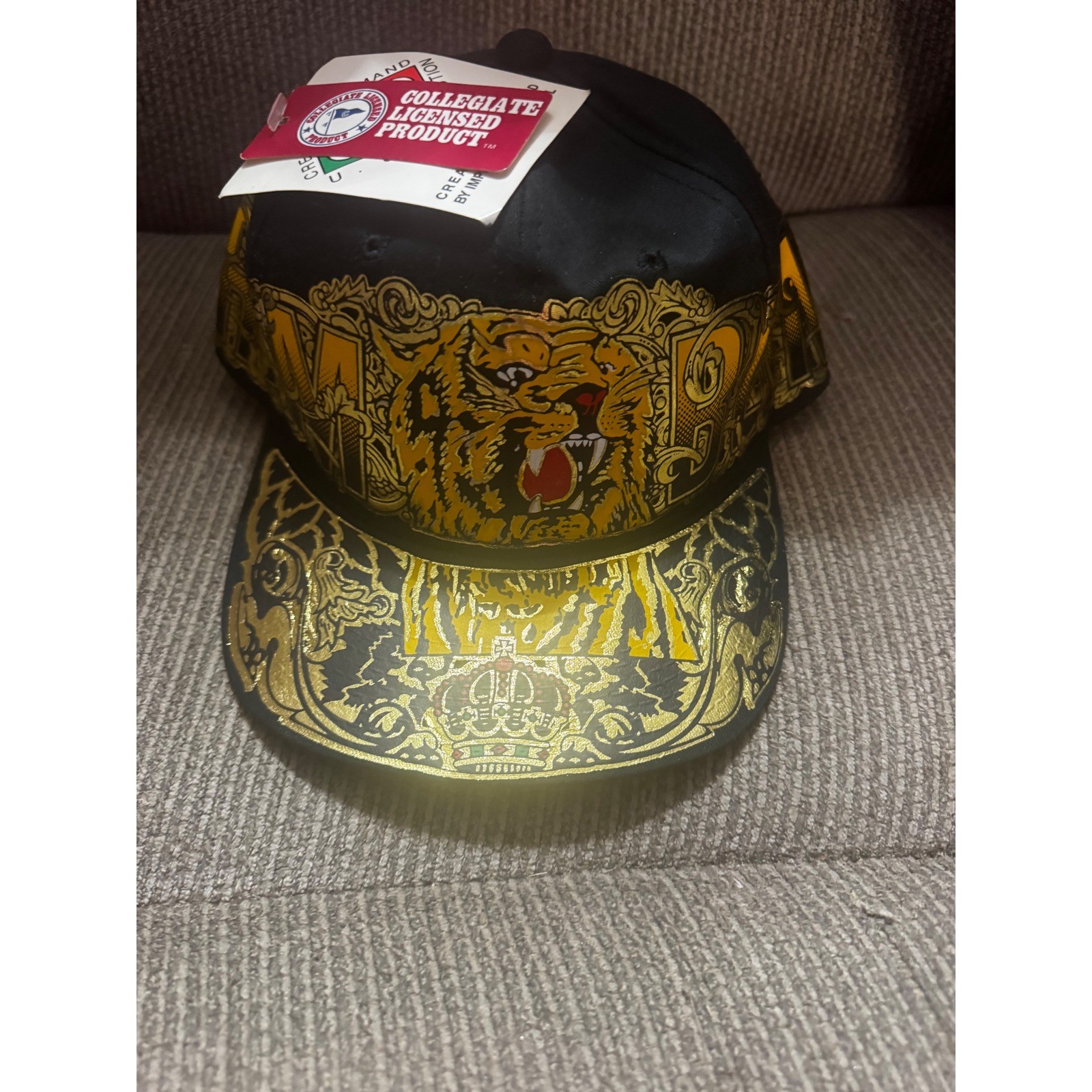 Vintage 90 Grambling State Tigers Creation of Demand Snapback Hat NWT Black Gold