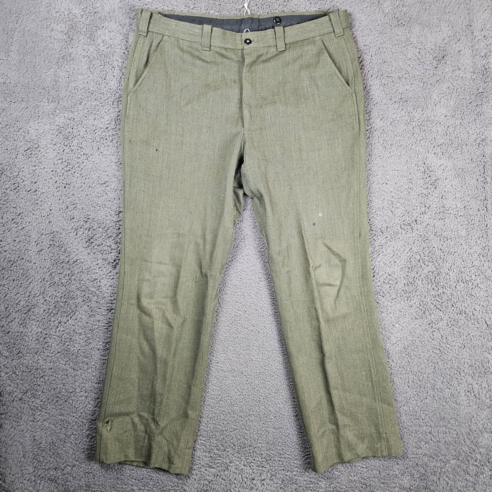 Vintage C.C. Filson Garment Style 180 Pants Men 36 Green Virgin Wool Straight