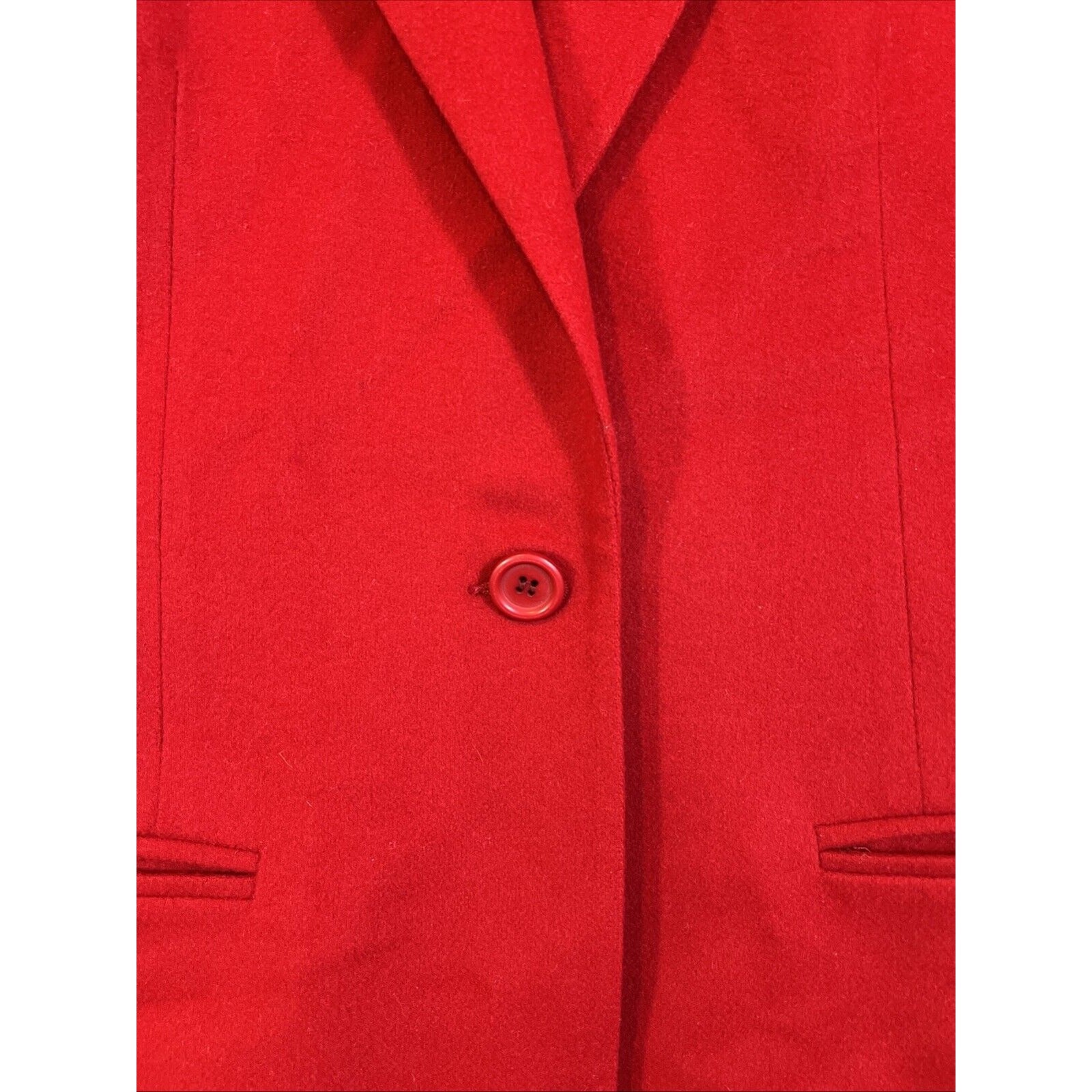 Lands’ End Wool Cashmere Blazer 10 Red Single Button Pockets Long Y2K USA