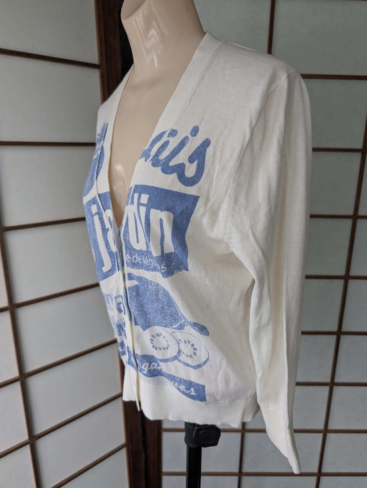 Vtg J Crew “Le Jardin” Cardigan Sweater V-Neck 3/4 Sleeves Cotton Spr 2008 M/L