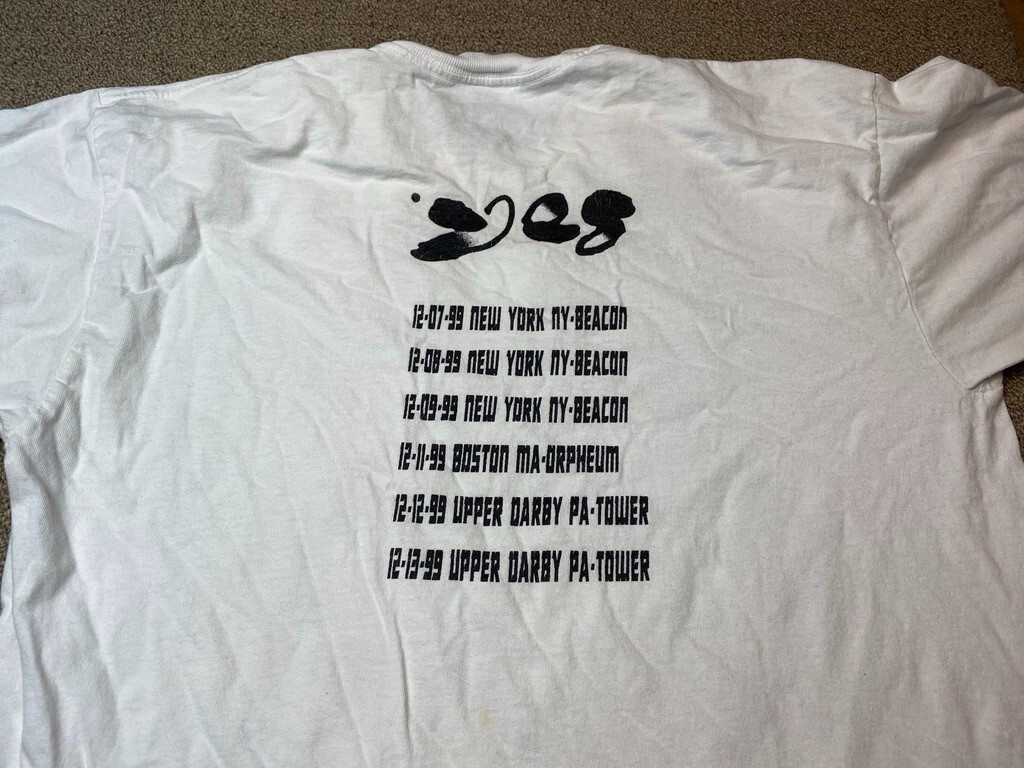 Yes Band Shirt 1999 Tour Concert Delta White Jon Anderson Rock New York VTG