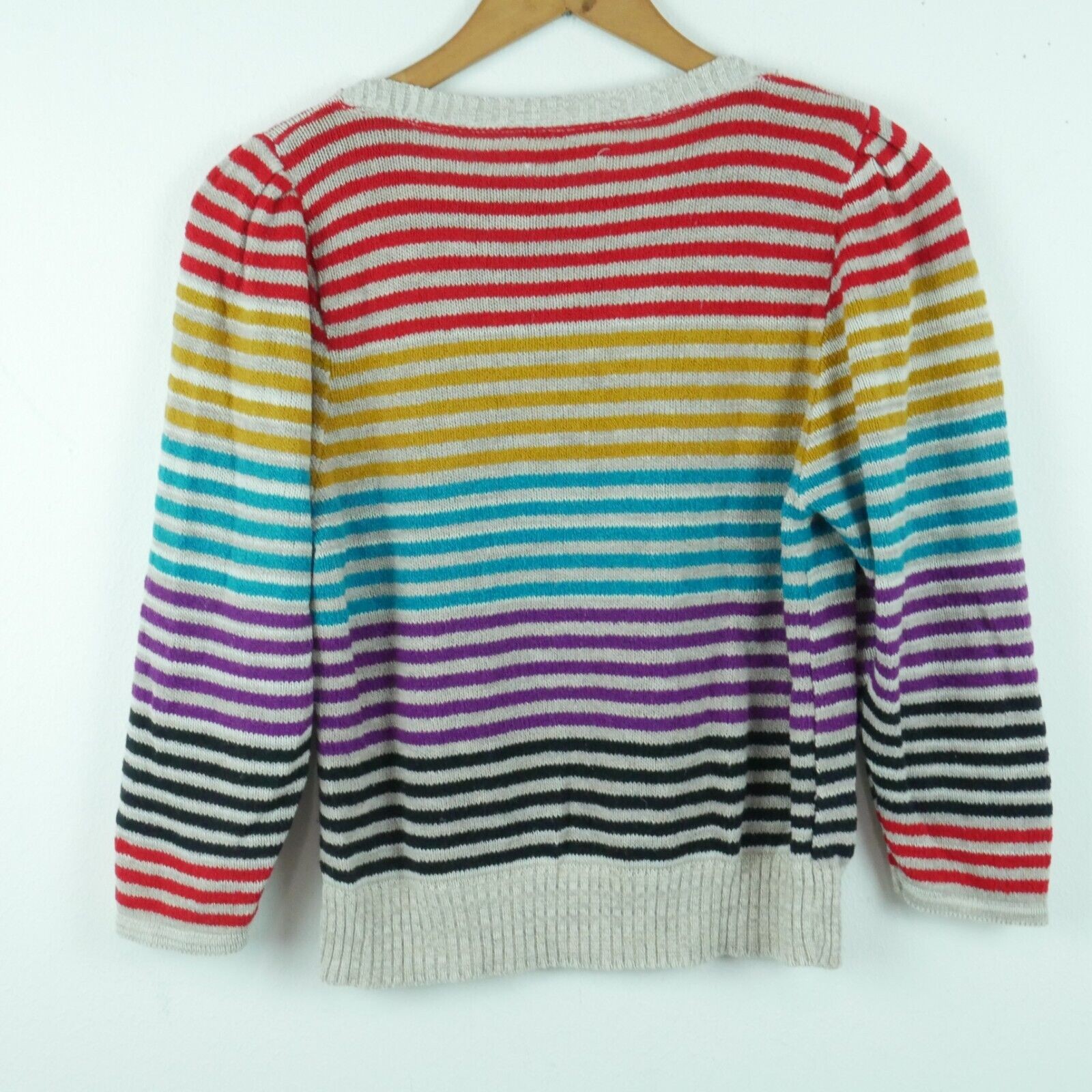 Vintage Rainbow Sweater Quirky Twee Pride Multicolor Stripe Crop 70s Medium