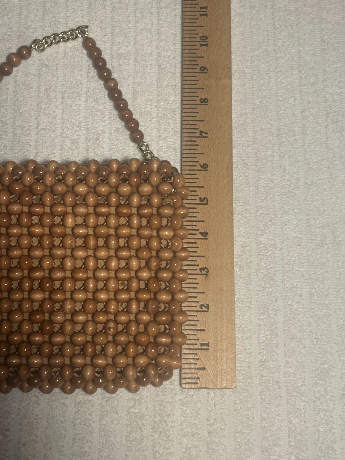 VINTAGE 1960’s Retro Bonnie int’l Brown Wooden Beaded Handbag Made in Japan