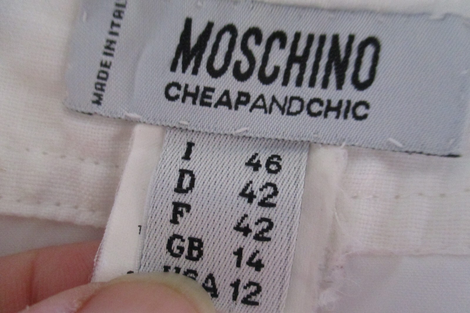 Vintage Moschino CheapAndChic Skirt Medium Women White Rayon Blend