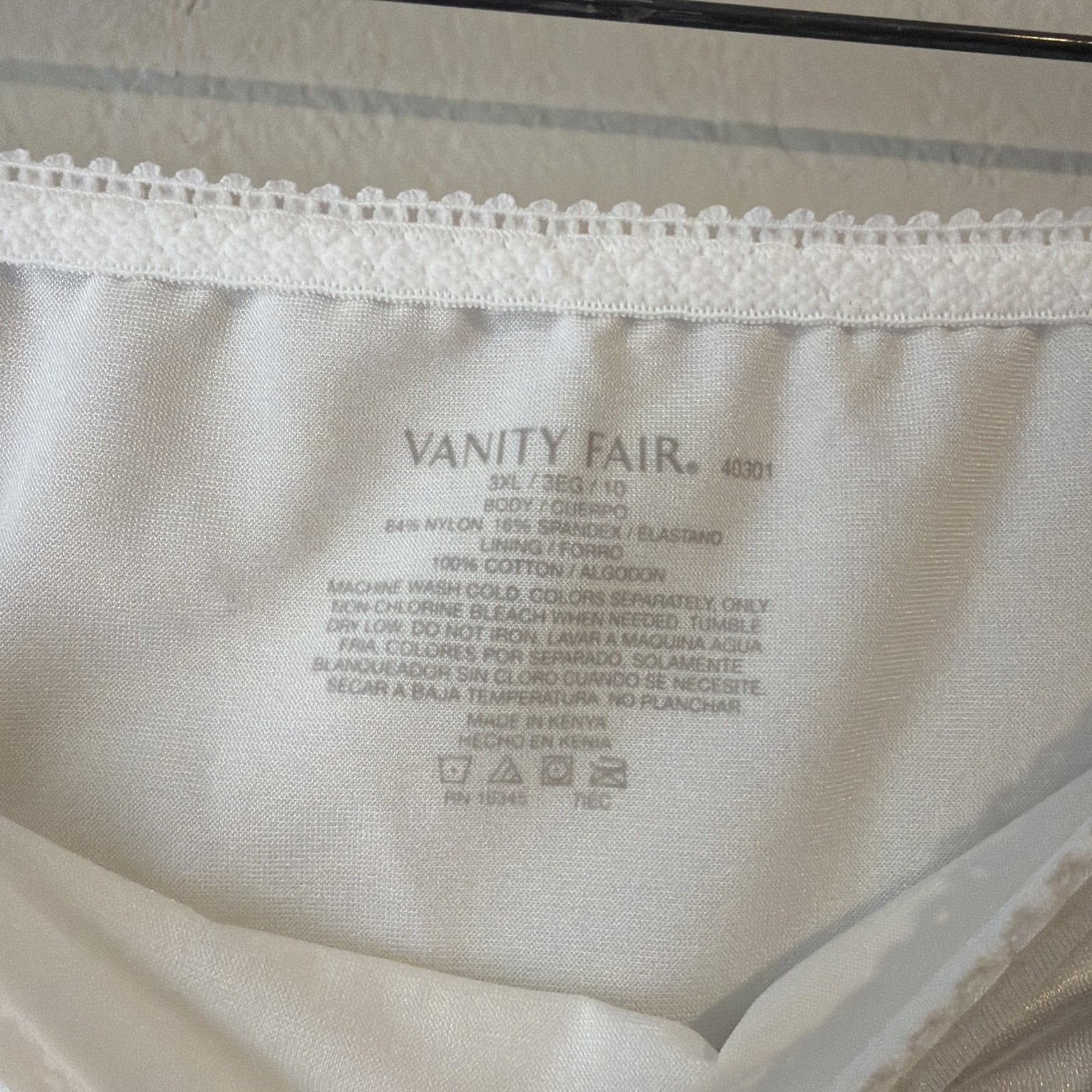 Vanity Fair Shiny Nylon Brief Panty Full Cut 3XL white 40301 granny panty