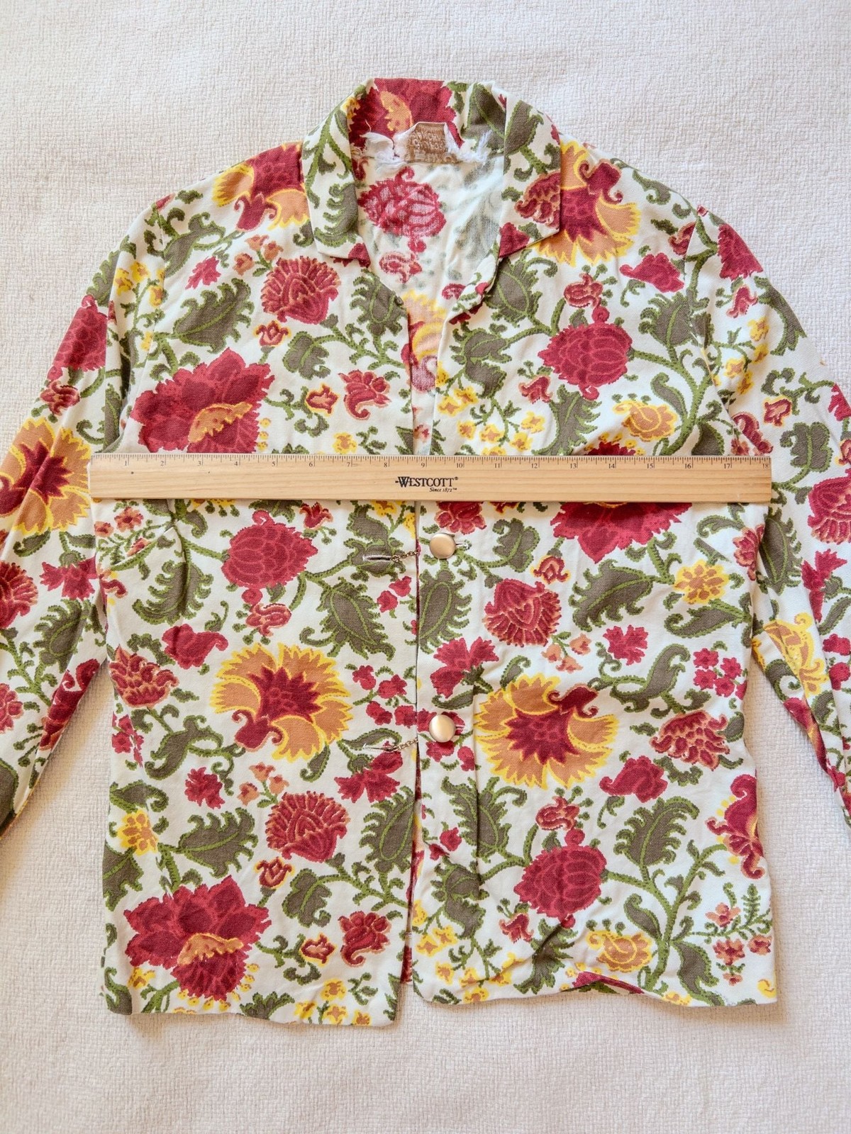 Vtg 1967-69 H Bar C California Ranchwear Floral Shirt Loop Collar Cotton Western