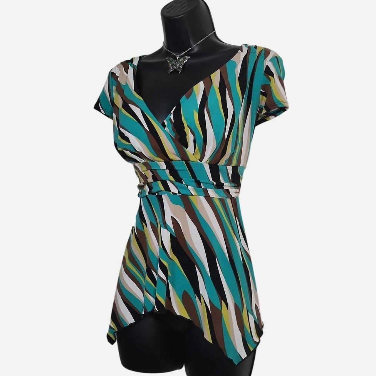 vintage y2k babydoll abstract digital print tie back top sz l fairycore 2000s