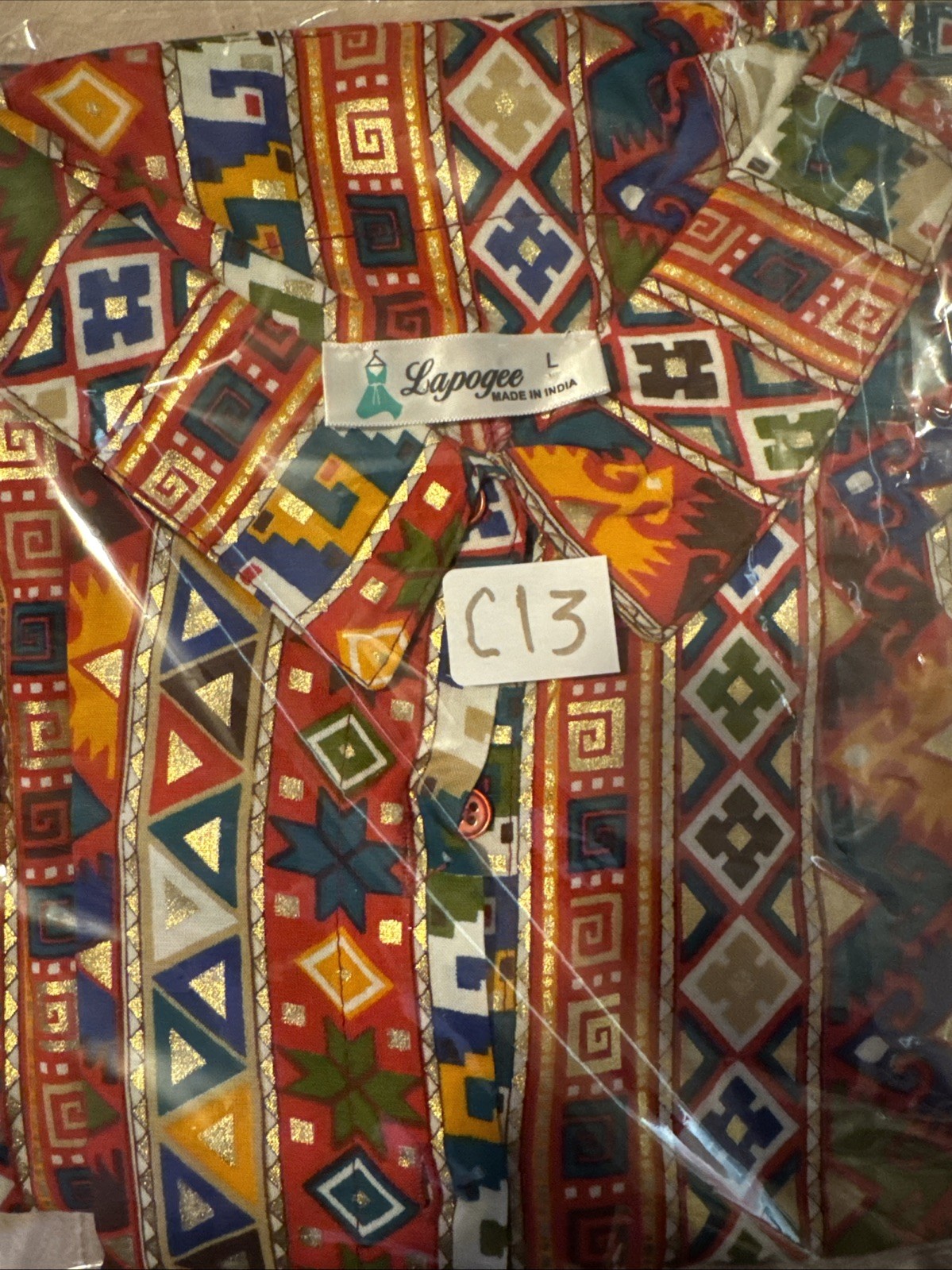RARE Vintage Lapogee Maxi/Midi Dress Size L | Luxurious 100% Rayon Ethnic Print