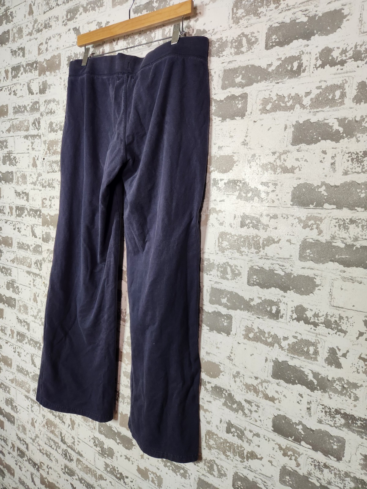 Vintage Polo Jeans Co Navy Blue Wide Leg Sweatpants with Varsity Crest Emblem