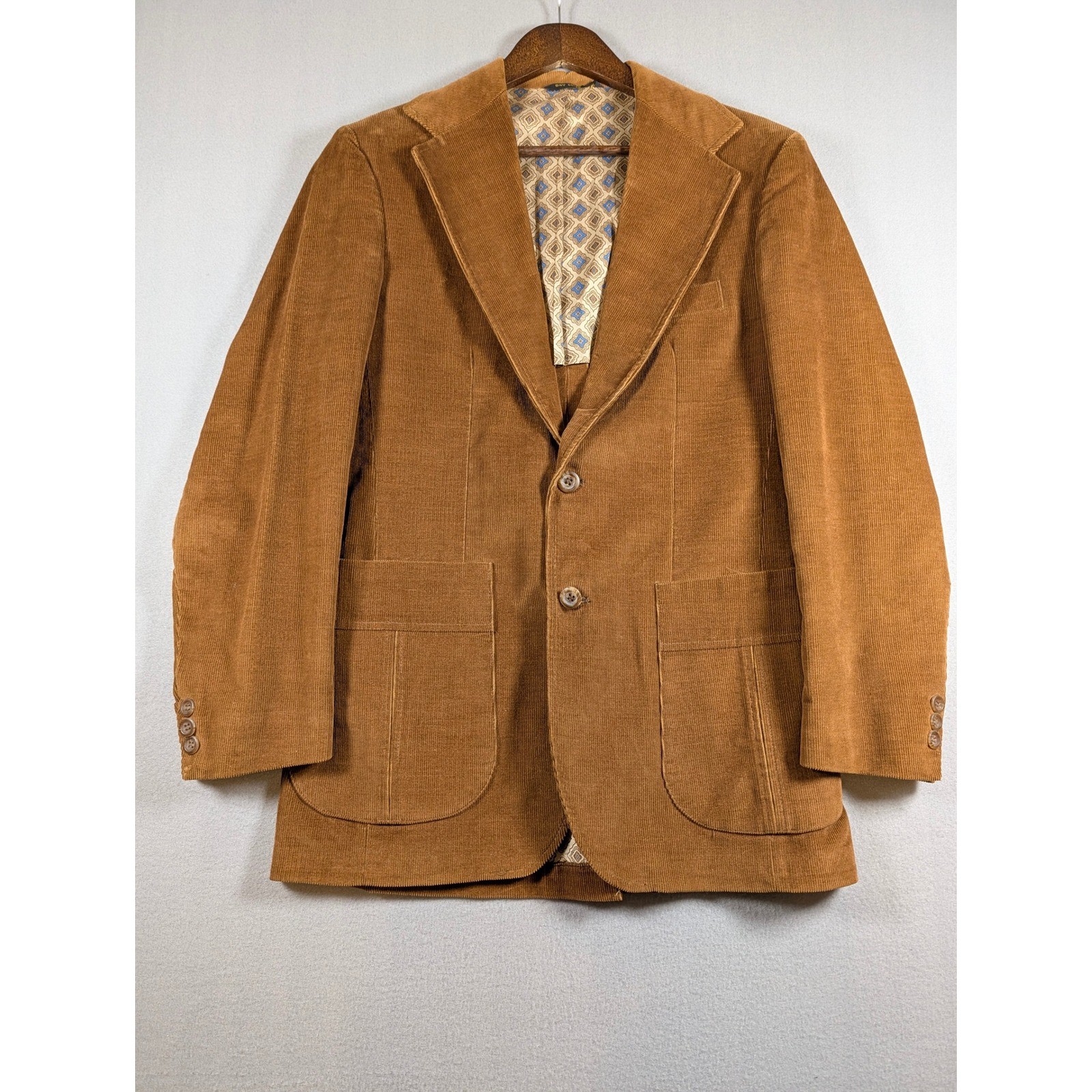 Vintage Haggar Mens Corduroy Blazer Brown 2 Button Sport Coat Jacket Size 38