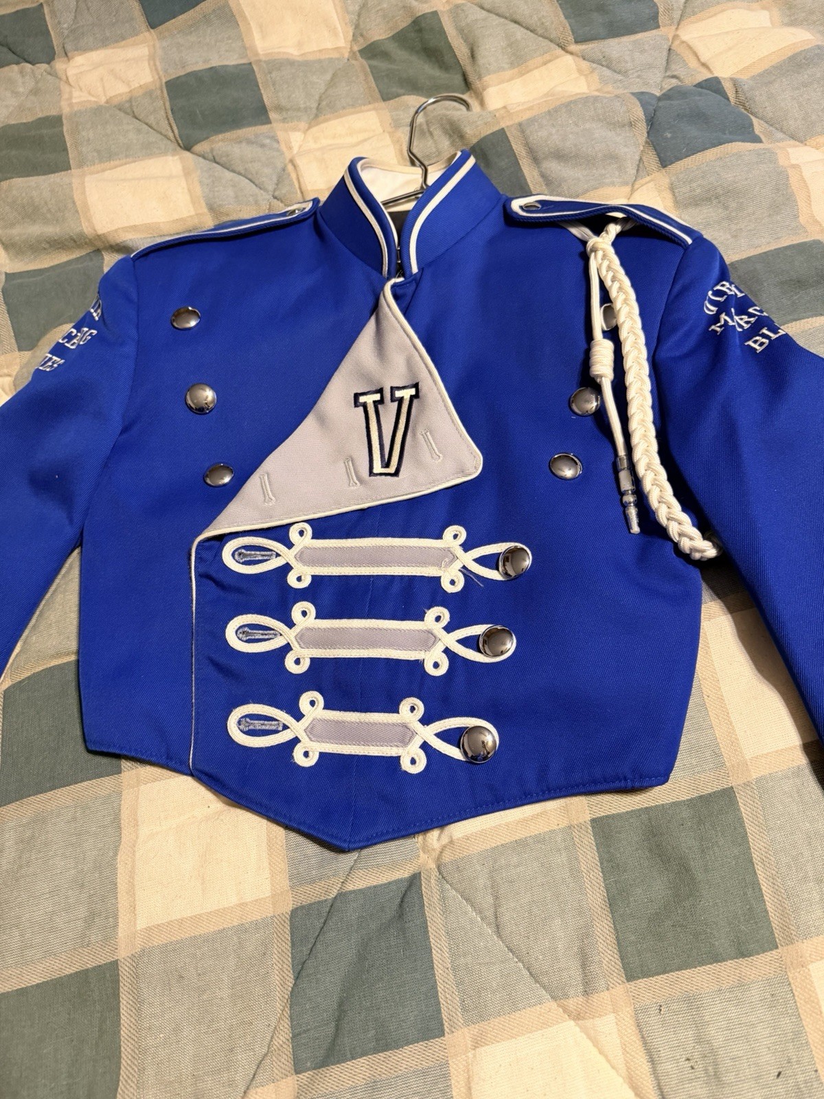 Vintage DeMoulin High School Marching Band Blue/Gray Uniform Jacket Fits Sz Med