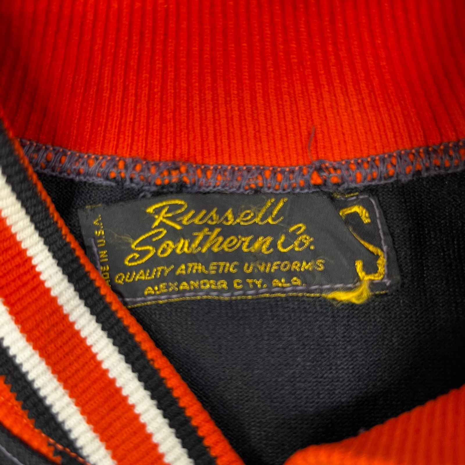 60s Vintage Russell Southern Co Winslow Athletic Jacket Black Red Snap Front S