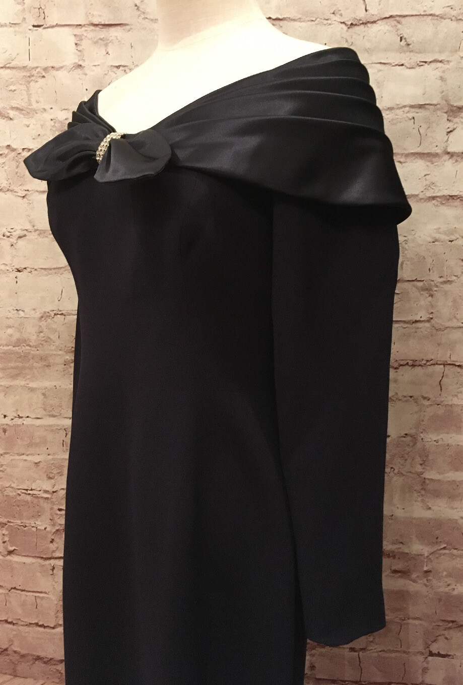 Morton Myles Vintage Blue Formal Gown Dress Size 4 Rhinestones Off Shoulder