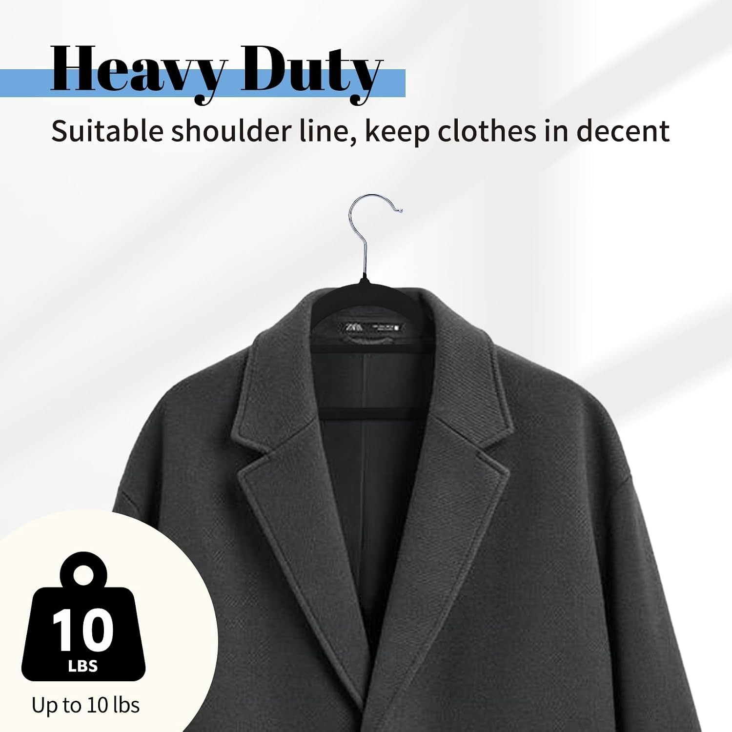 Velvet Hangers Space Saving Clothes Hangers with Tie Bar, Non 20 Pack Black