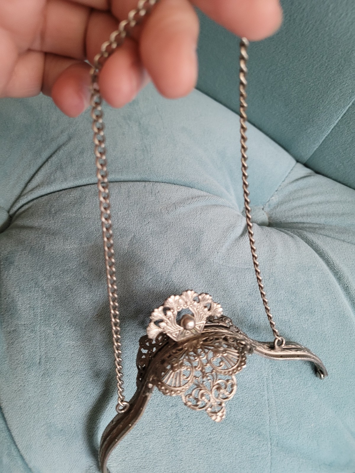 Antique Art Nouveau Ornate Filigree Silver Purse Frame Only w Stylized Flowers