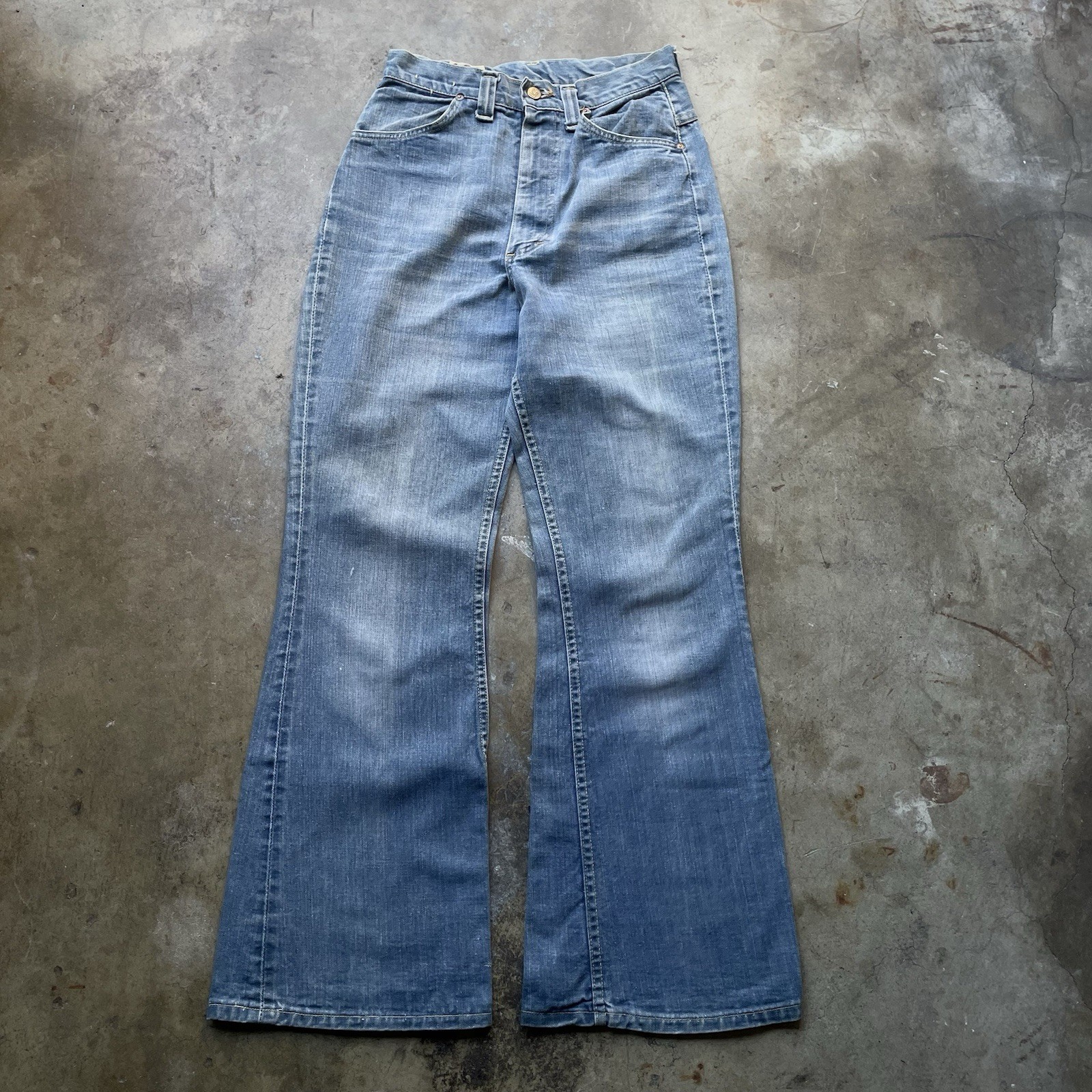 Vintage 70s Lee Bell Bottom Jeans Flared Bootcut Talon 42 Jerky Tag Sz 33×31 USA