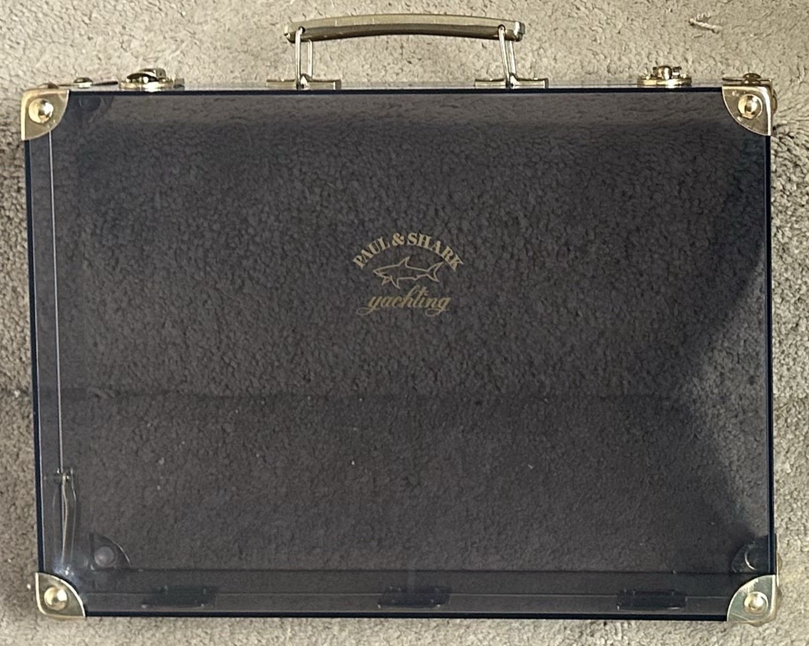 Vintage Paul & Shark Yachting Clear Smoke Gray Black Plastic Box Briefcase