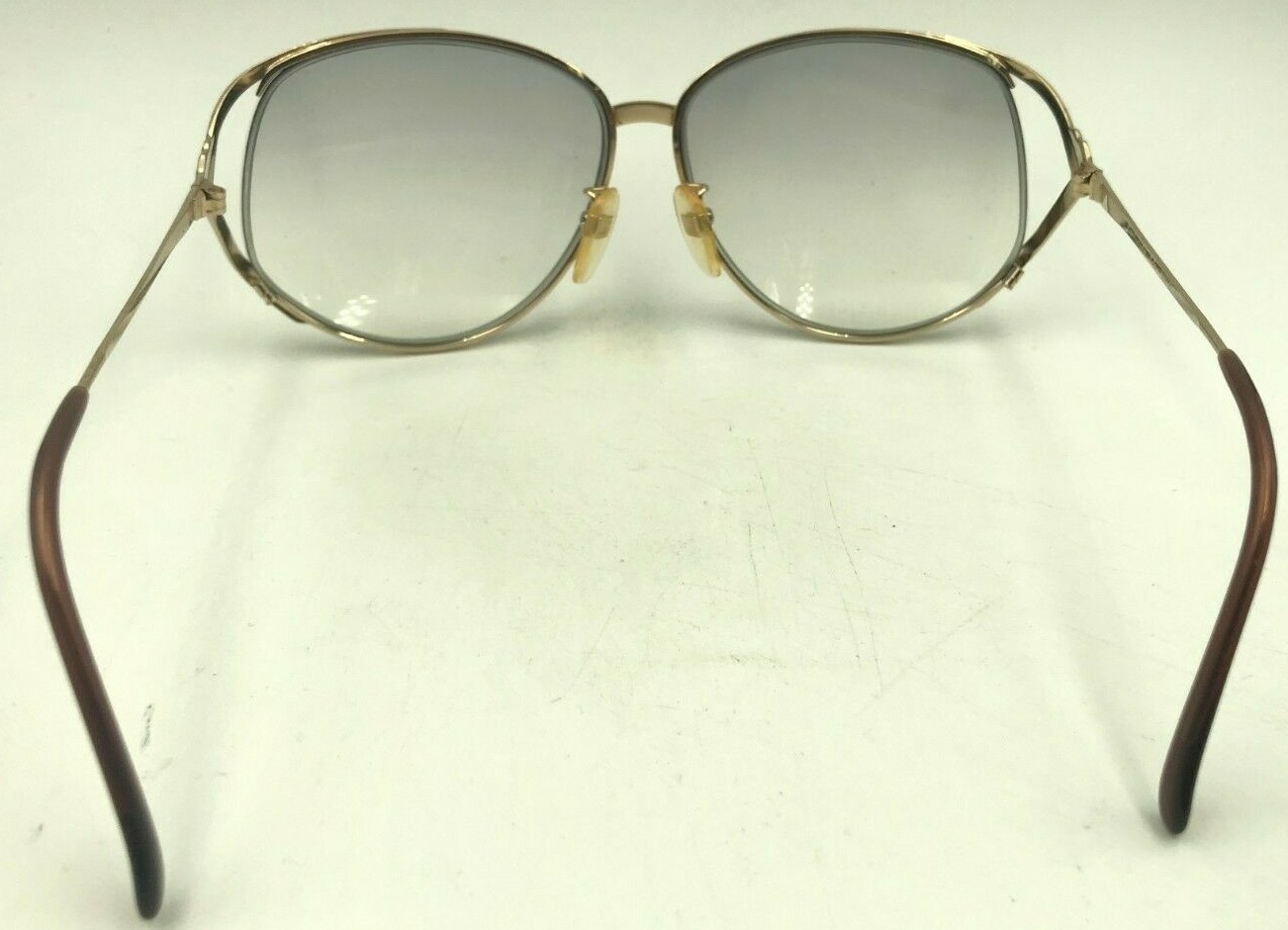 Vintage Guy Laroche 114-F Gold Burgundy Oversized Oval Sunglasses FRAMES ONLY