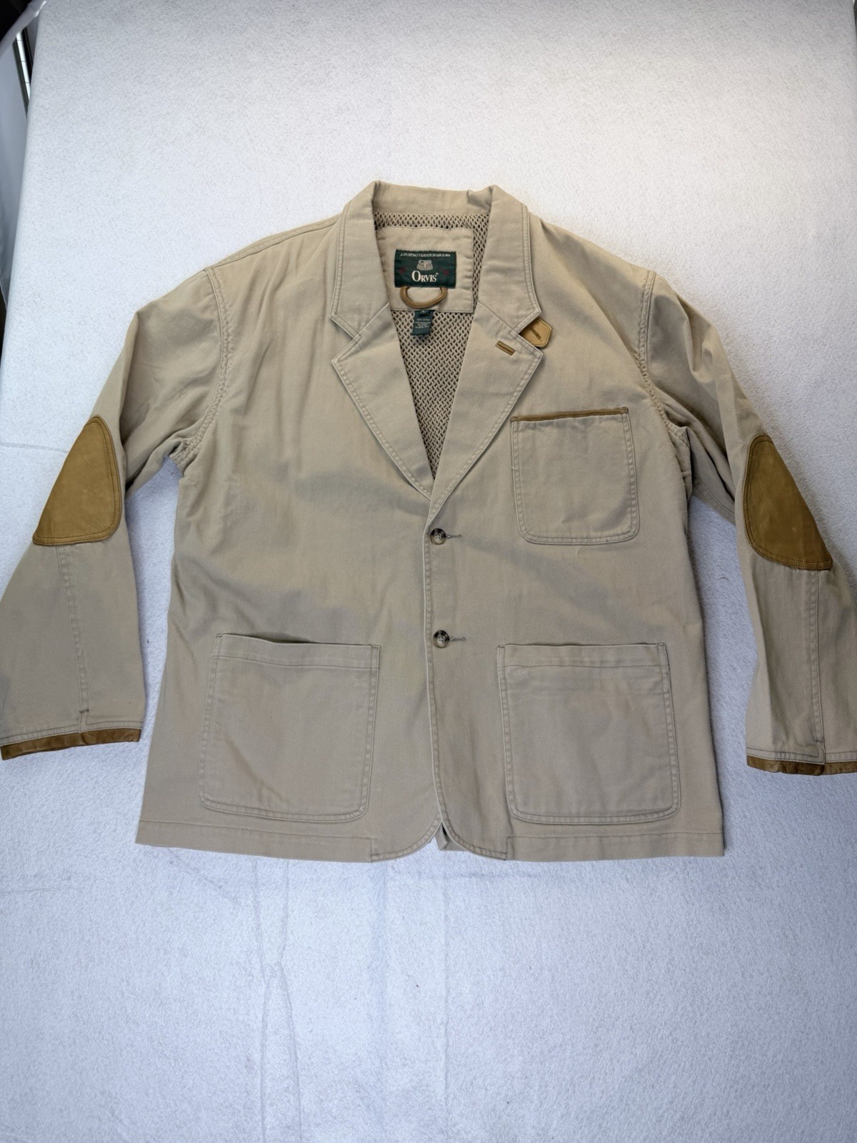 Vintage Orvis Jacket Tan Safari Zambezi Field Leather Elbow Patch Hunt Men’s LRG