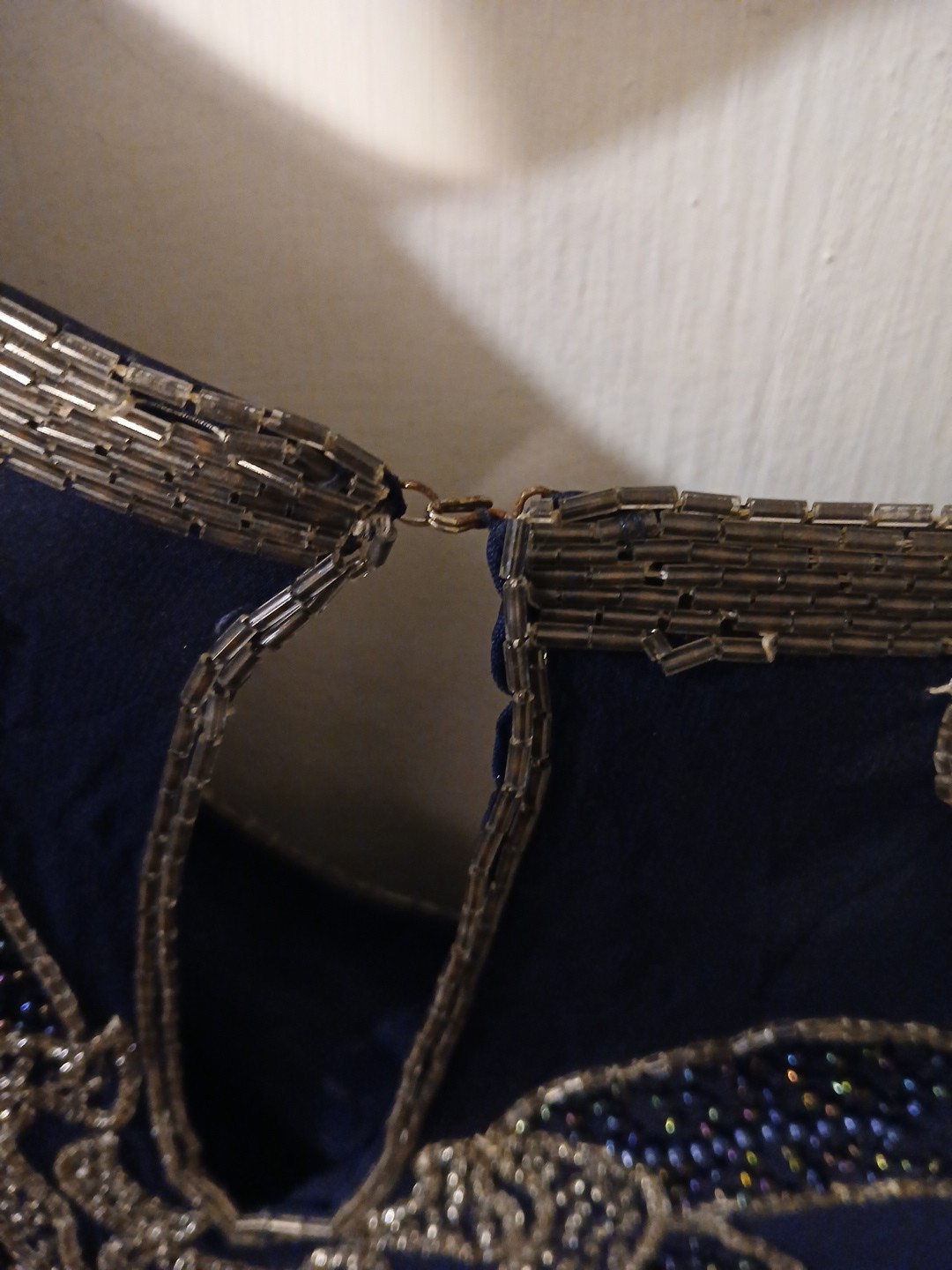 Vtg Creative Creation Royal Blue Padded Shoulders Sequin Beaded Dress 1X